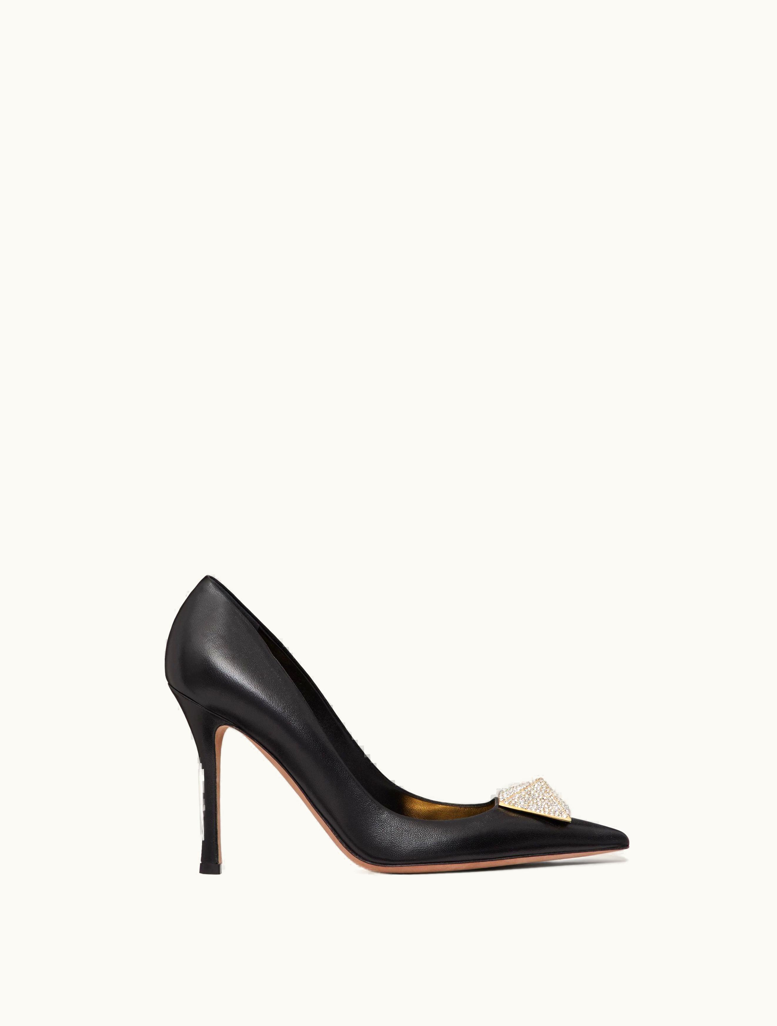 Valentino Valentino Garavani One Stud Pump With Crystals 100mm For Woman In Black / Crystal