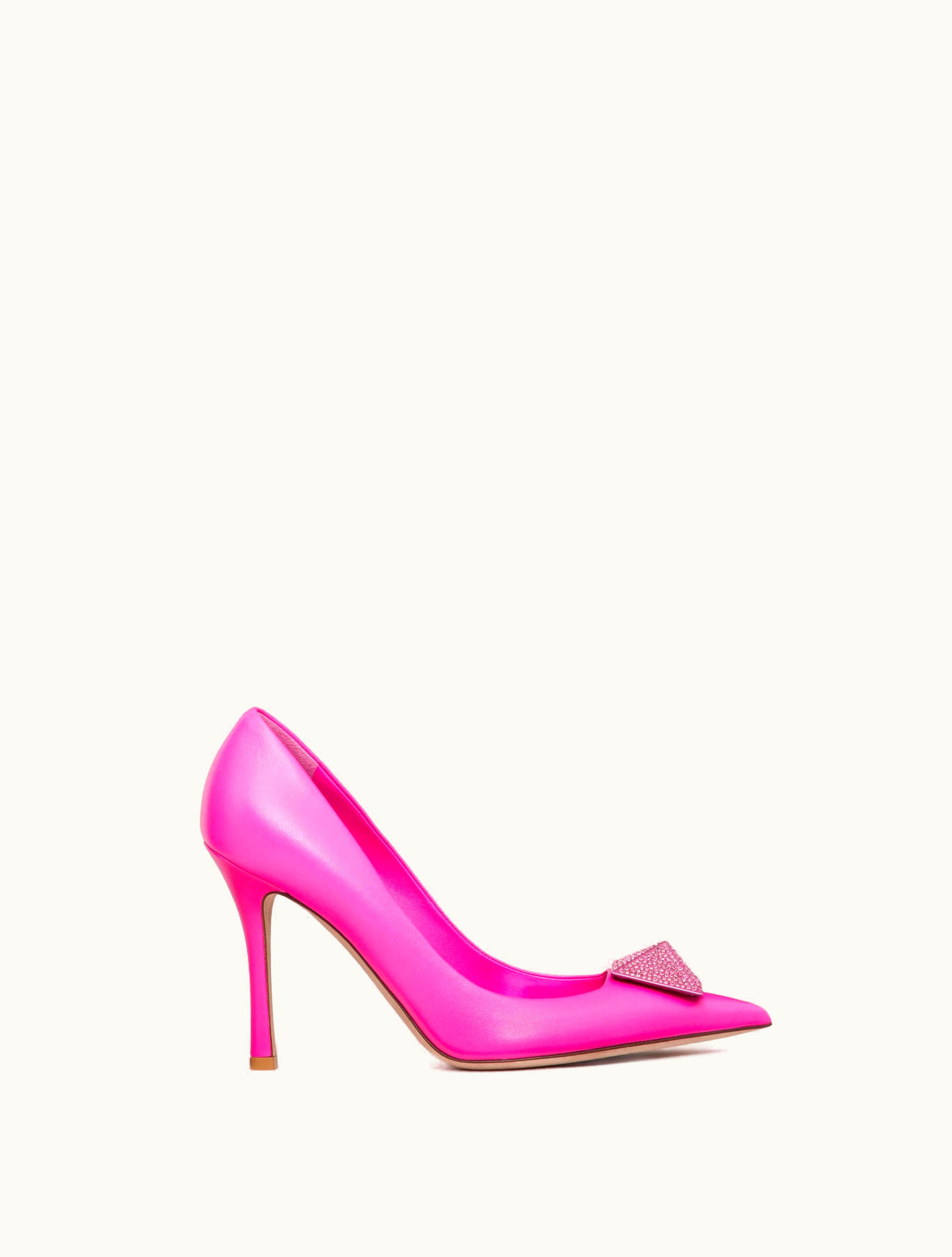 Valentino Valentino One Stud Nappa Leather Pump With Crystals 100mm For Woman In Pink Pp