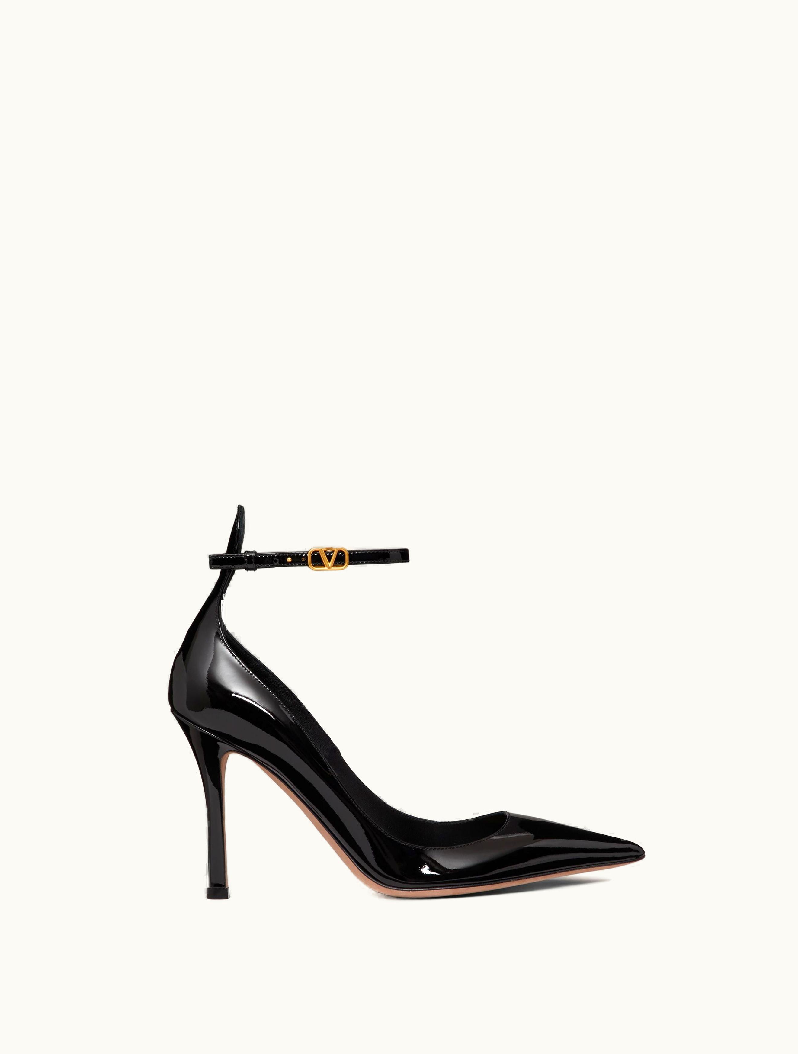 Valentino Valentino Garavani Tan-go Patent Leather Pump 100mm For Woman In Black