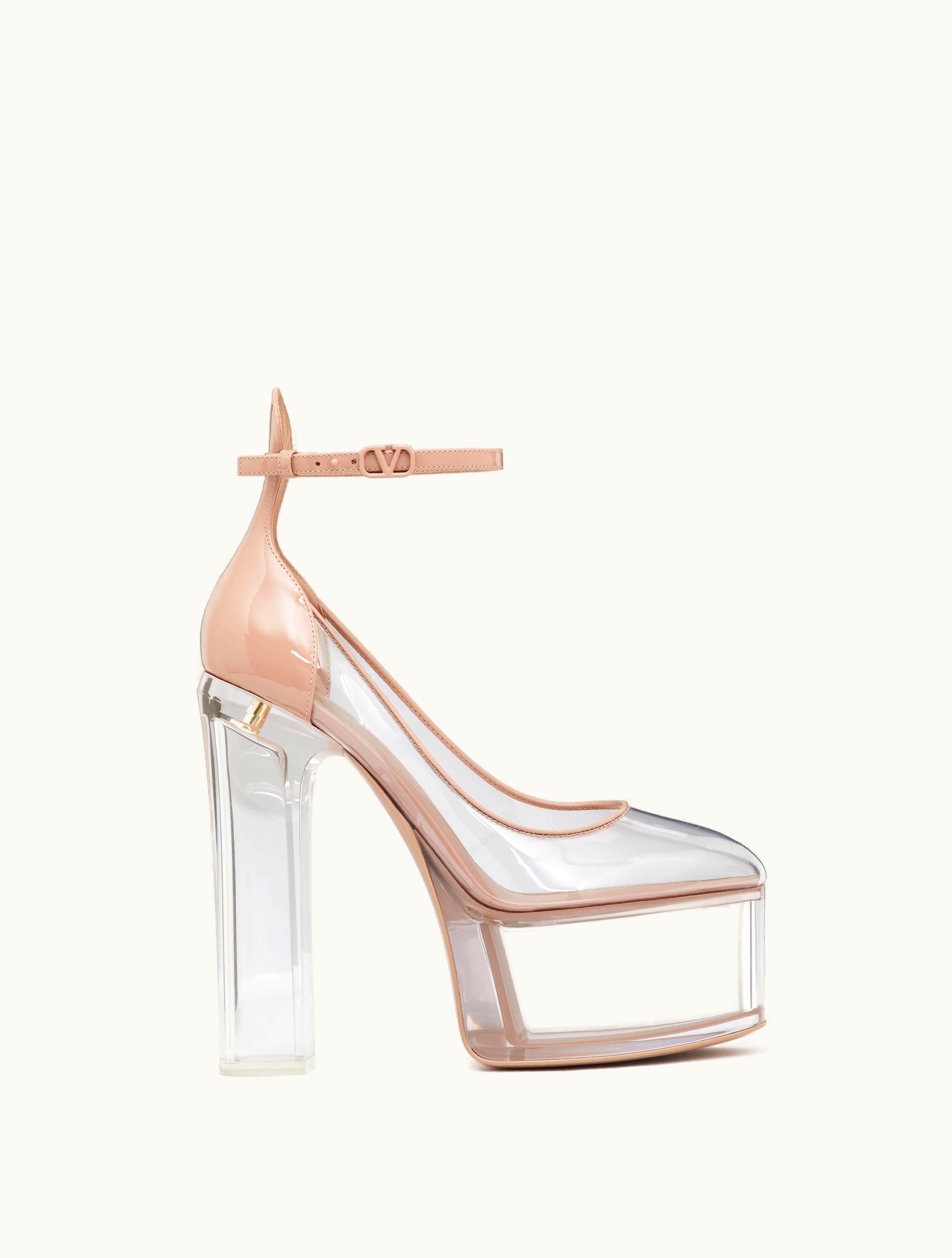 Valentino Valentino Garavani Tan-go Platform Pumps In Polymer Material With Plexi Heel 155mm For Woman In Pink / Transparent