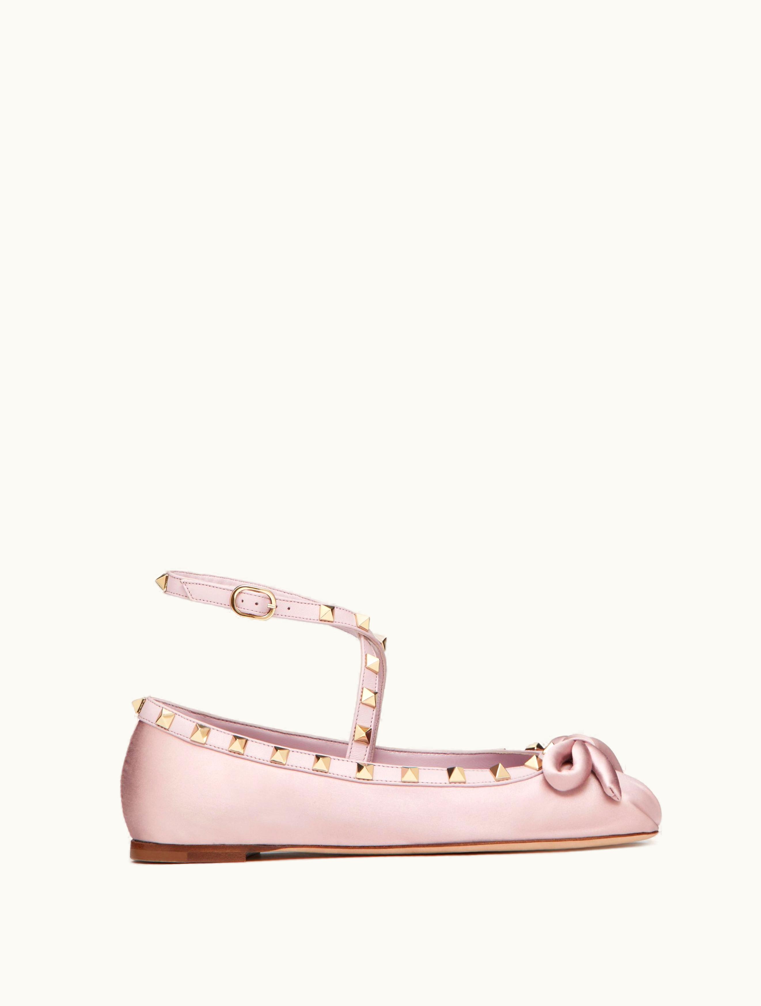 Valentino Valentino Rockstud Satin Ballerina For Woman In Water Lilac
