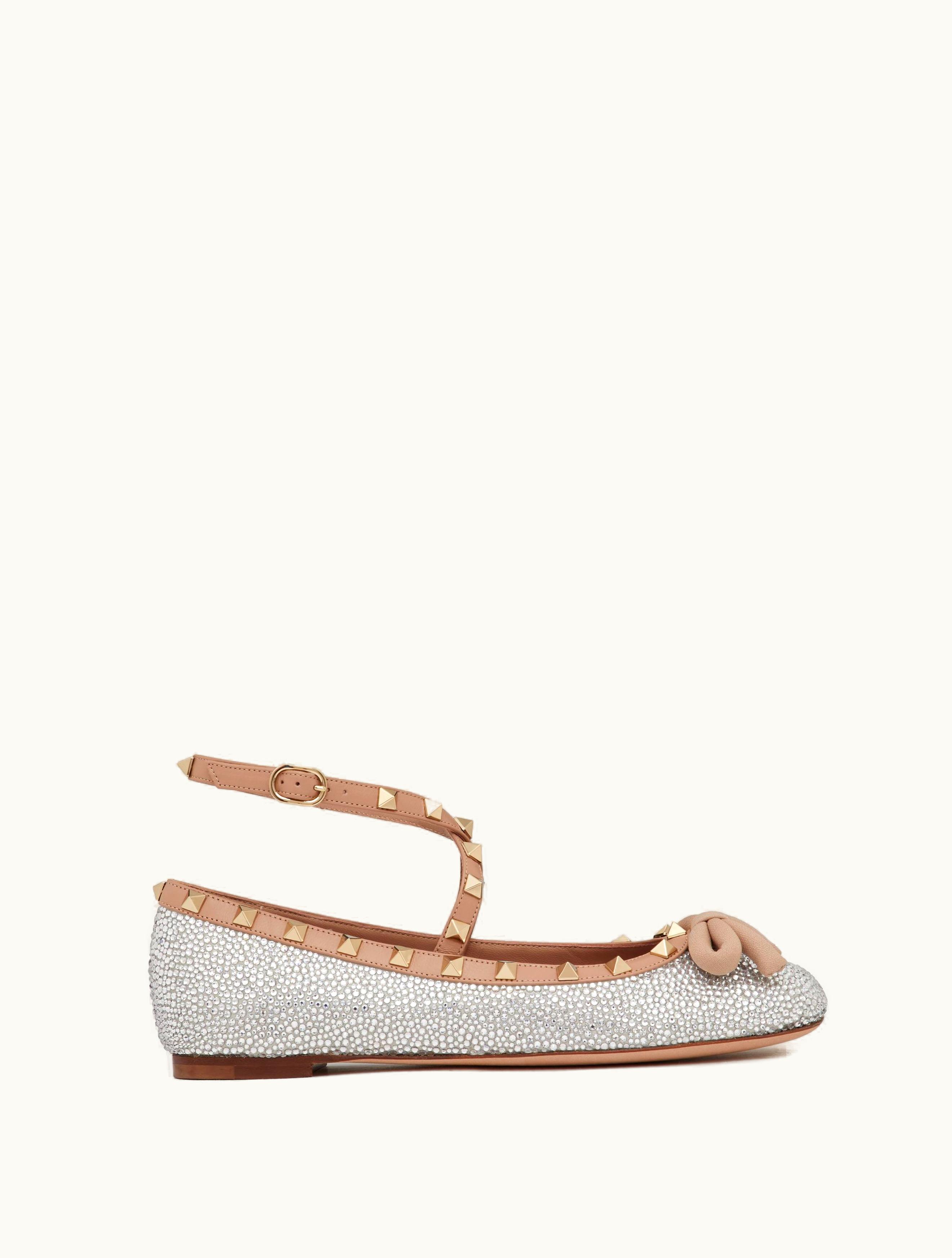 Valentino Valentino Rockstud Ballerina With Crystals For Woman In Crystal