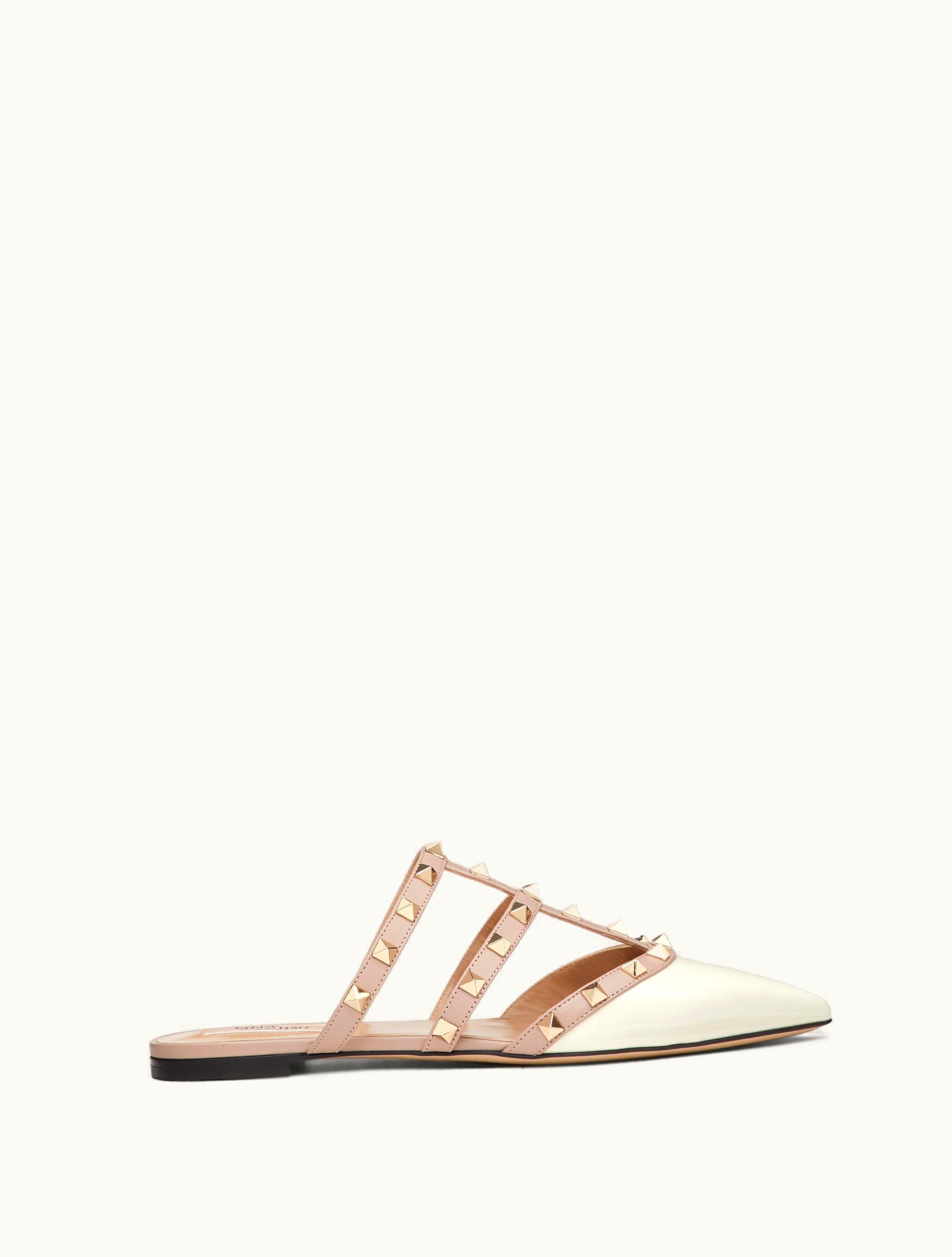 Valentino Valentino Rockstud Patent-leather Mule For Woman In Poudre POUDRE