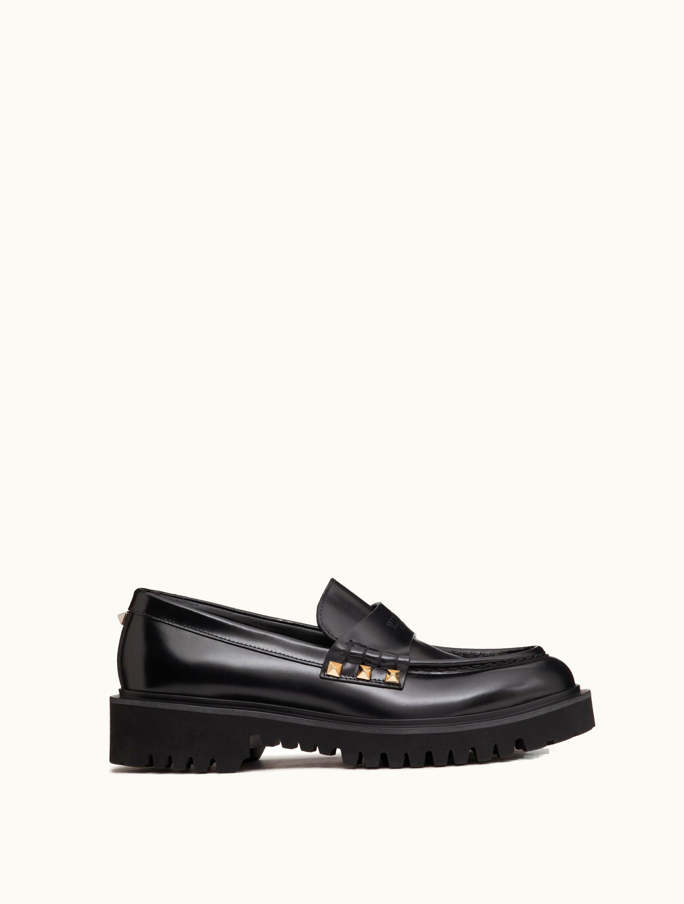 Valentino Valentino Rockstud Calfskin Loafer For Woman In Black