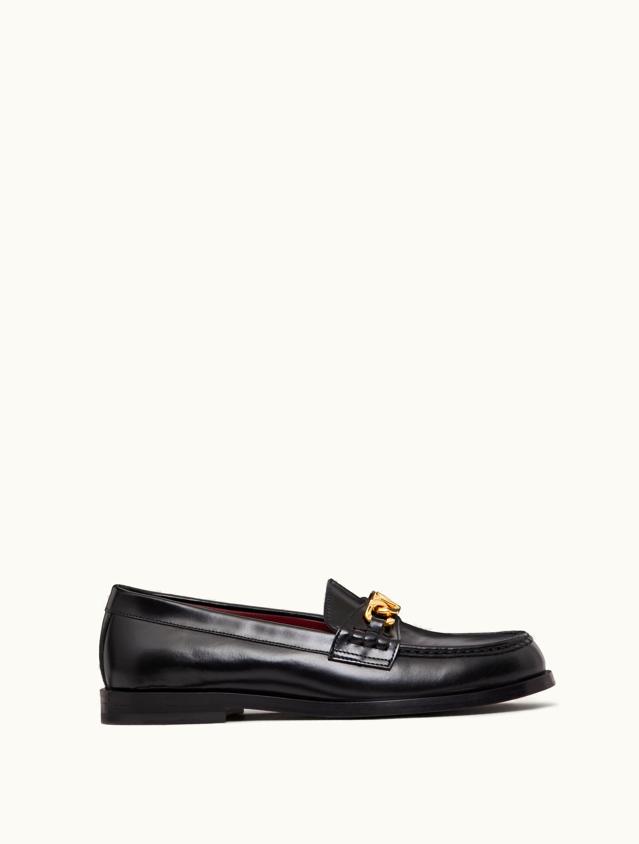 Valentino Valentino Vlogo Chain Calfskin Loafer For Woman In Black