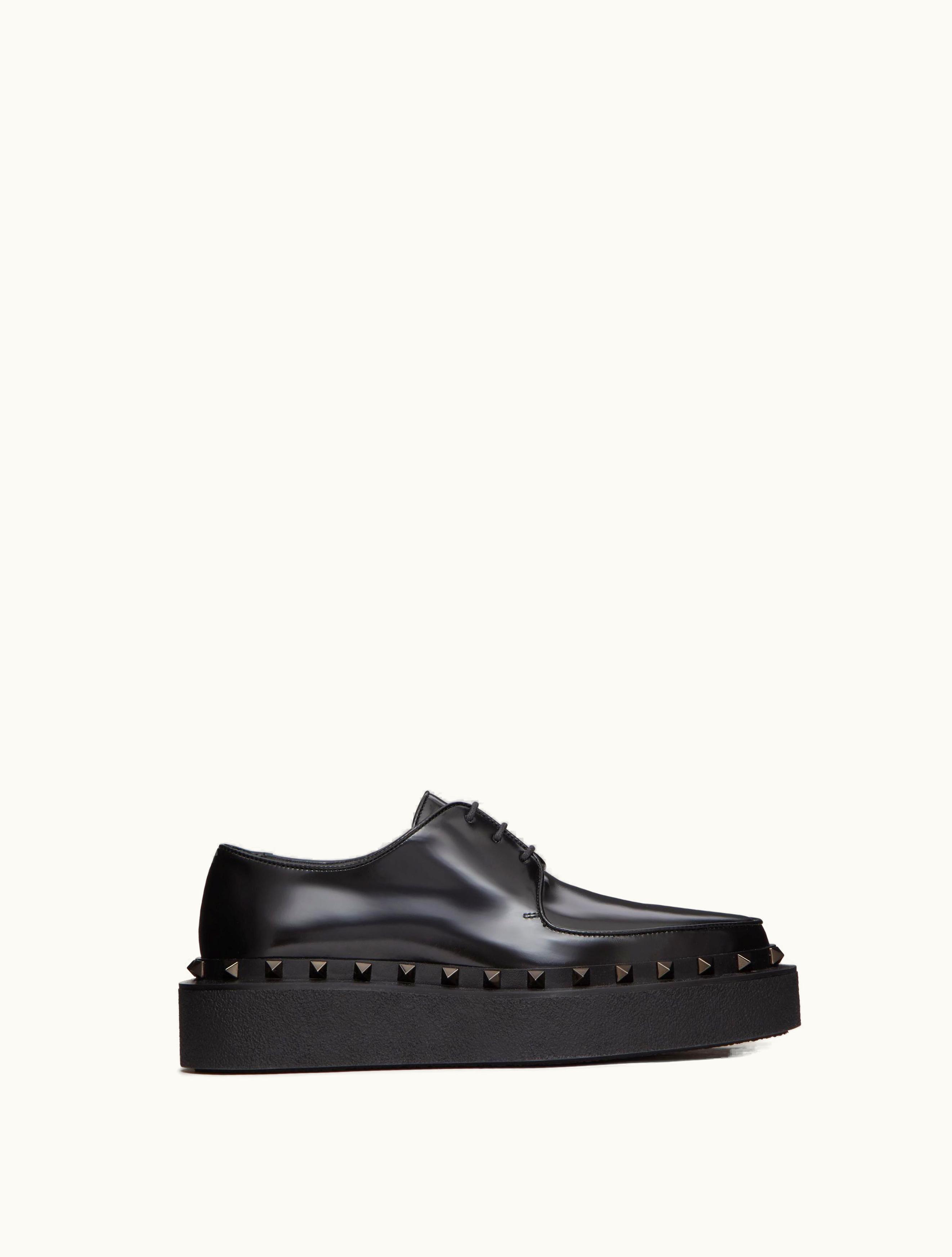 Valentino Valentino Rockstud M-way Calfskin Derby With Matching Studs For Woman In Black