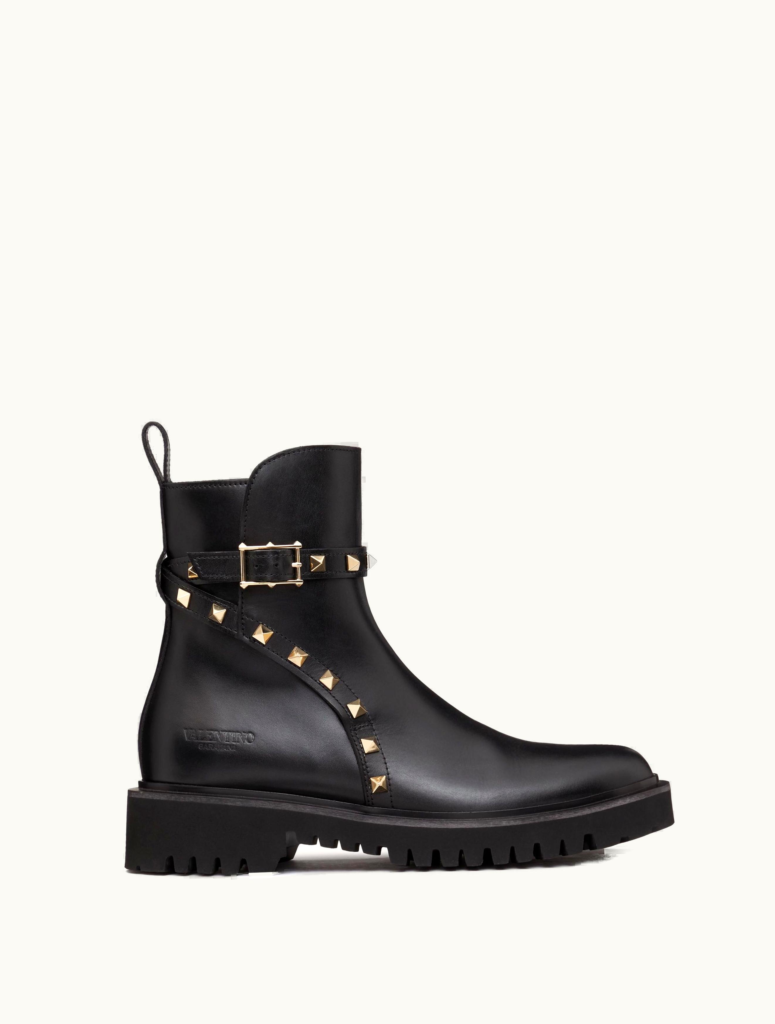 Valentino Valentino Rockstud Calfskin Ankle Boot 40 MM For Woman In Black