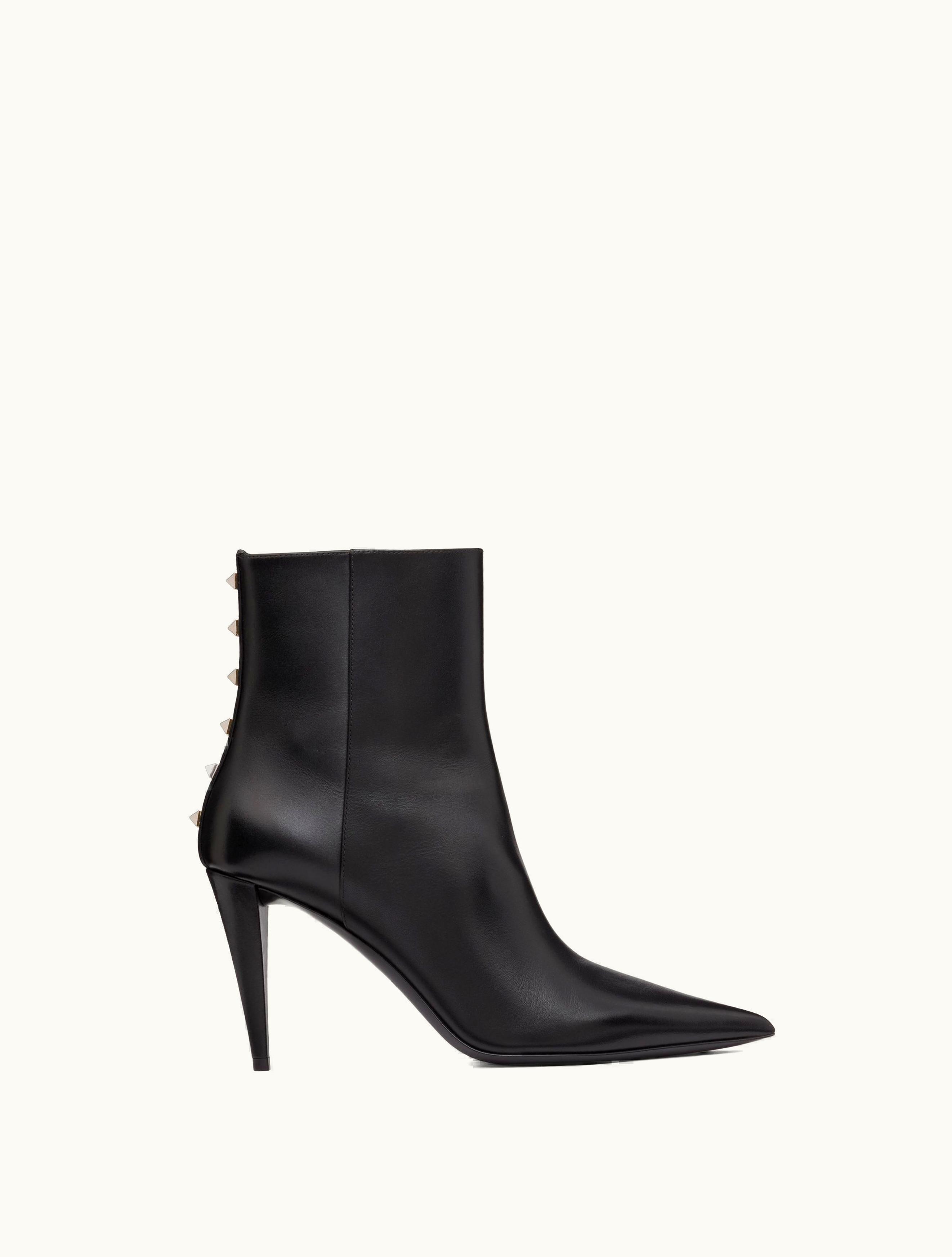 Valentino Valentino Rockstud Calfskin Ankle Boot 90 MM For Woman In Black
