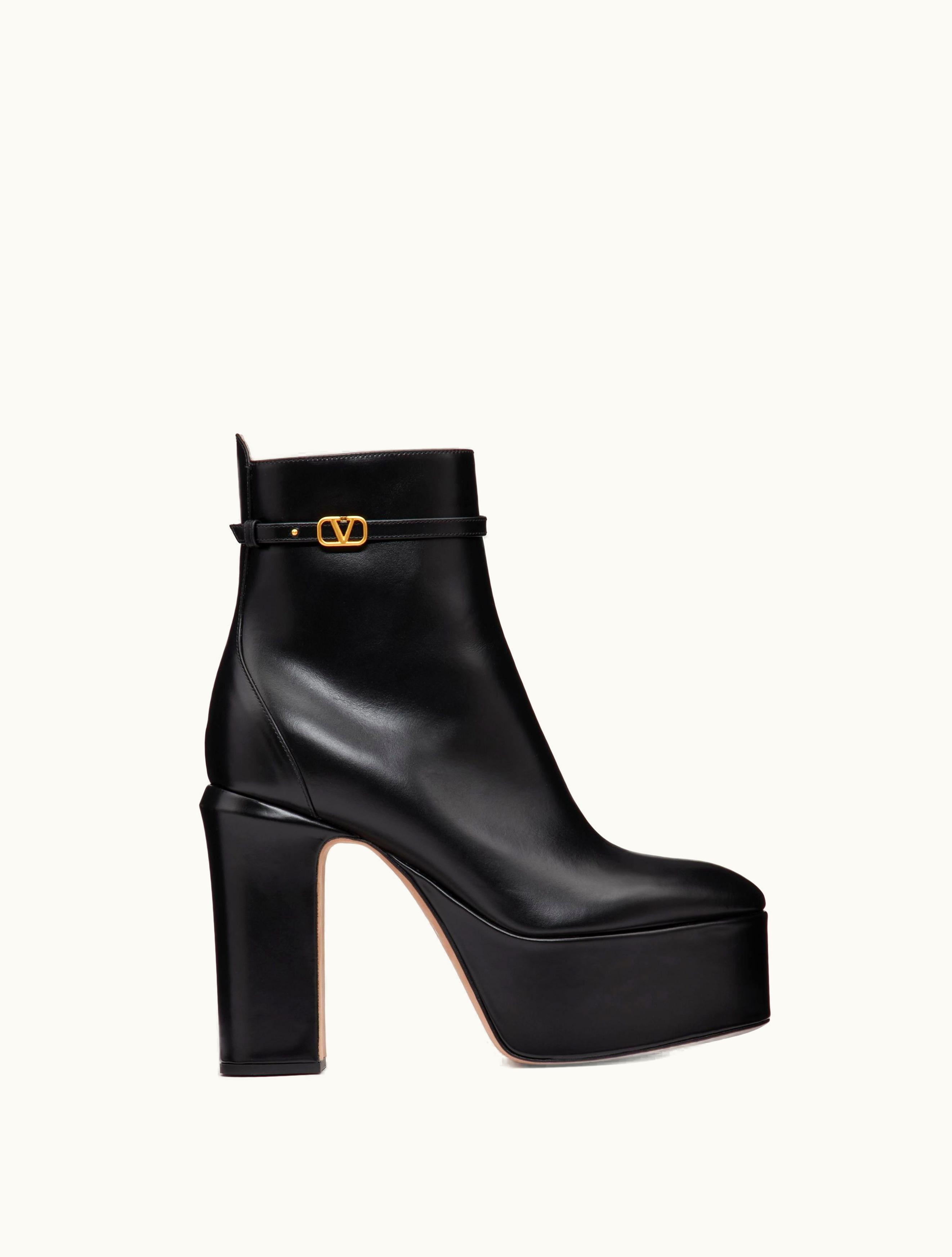 Valentino Valentino Garavani Tan-go Platform Ankle Boot In Calfskin 120mm For Woman In Black