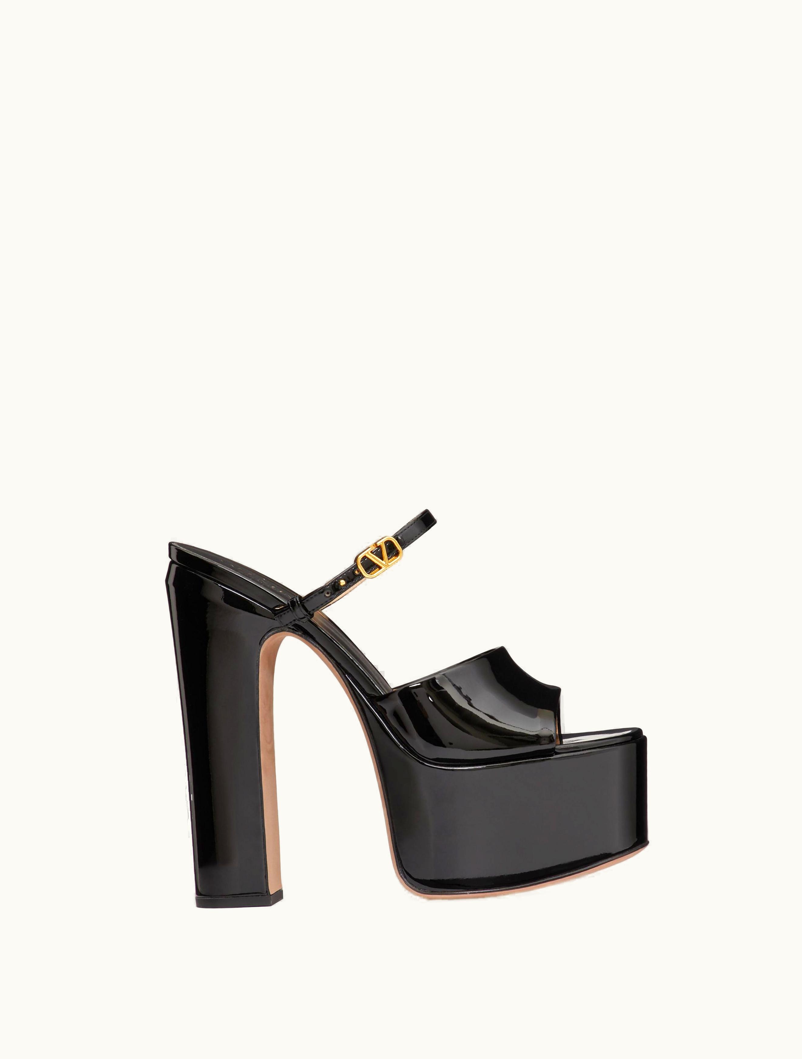 Valentino Valentino Garavani Tan-go Platform Patent Leather Slide 155mm For Woman In Rose Cannelle