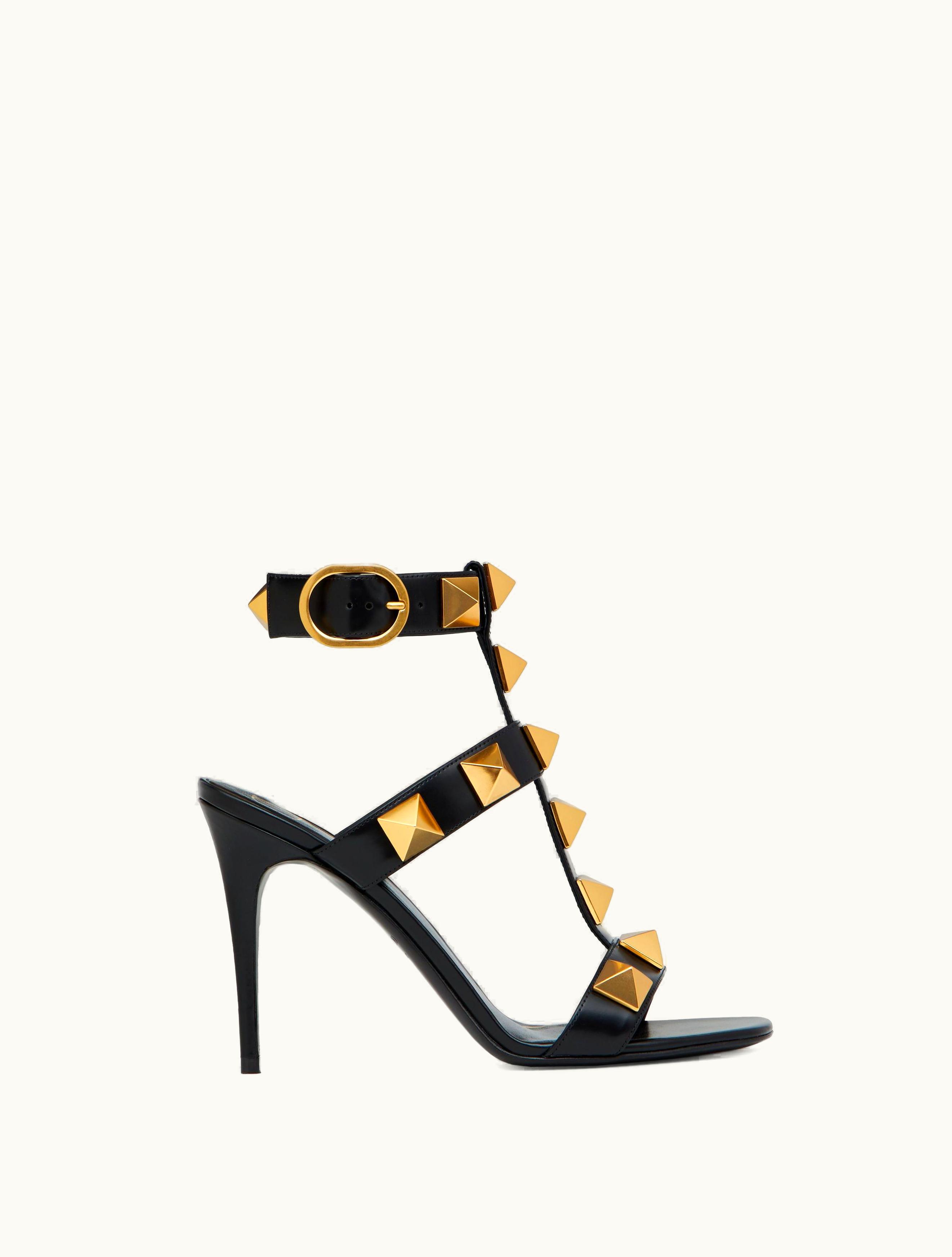 Valentino Valentino Roman Stud Calfskin Sandal 100 MM For Woman In Rose Cannelle