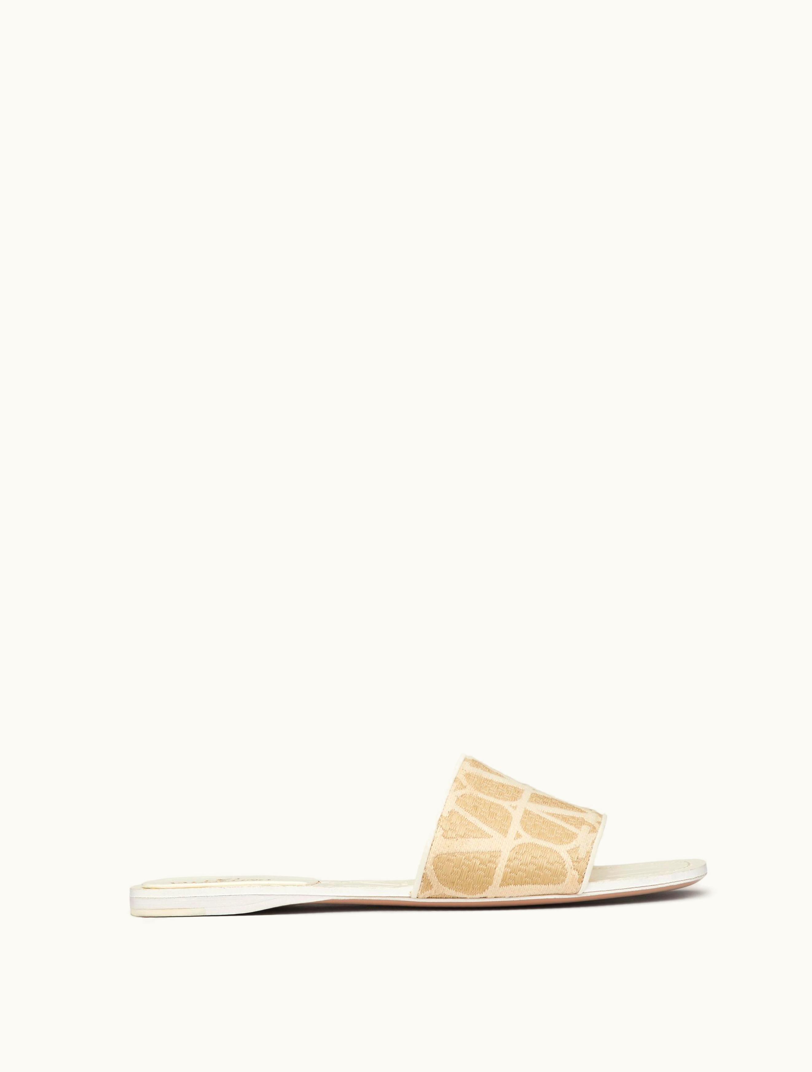 Valentino Valentino Toile Iconographe Raffia Slide Sandal For Woman In Natural / Ivory