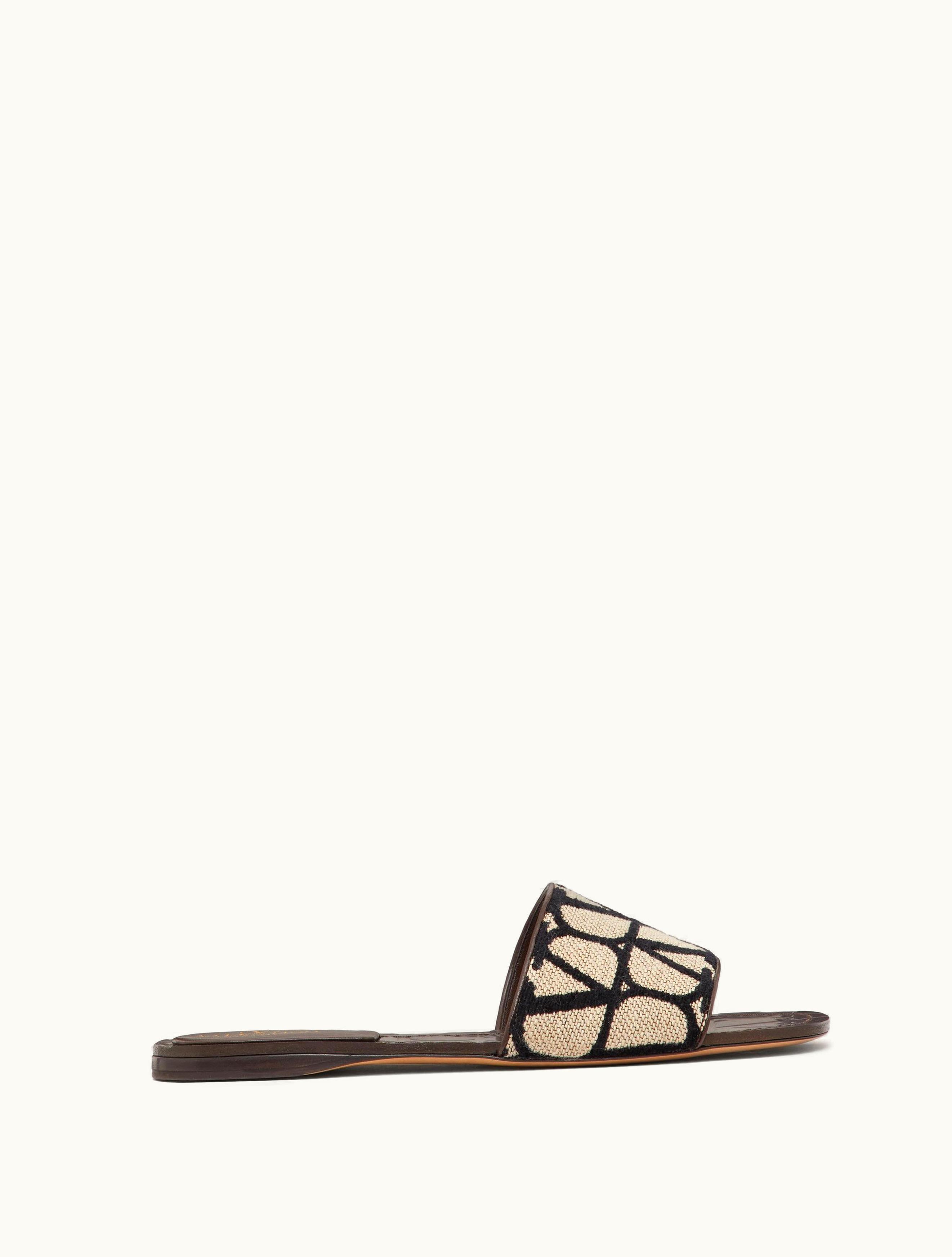 Valentino Valentino Toile Iconographe Slide Sandal For Woman In Beige / Red