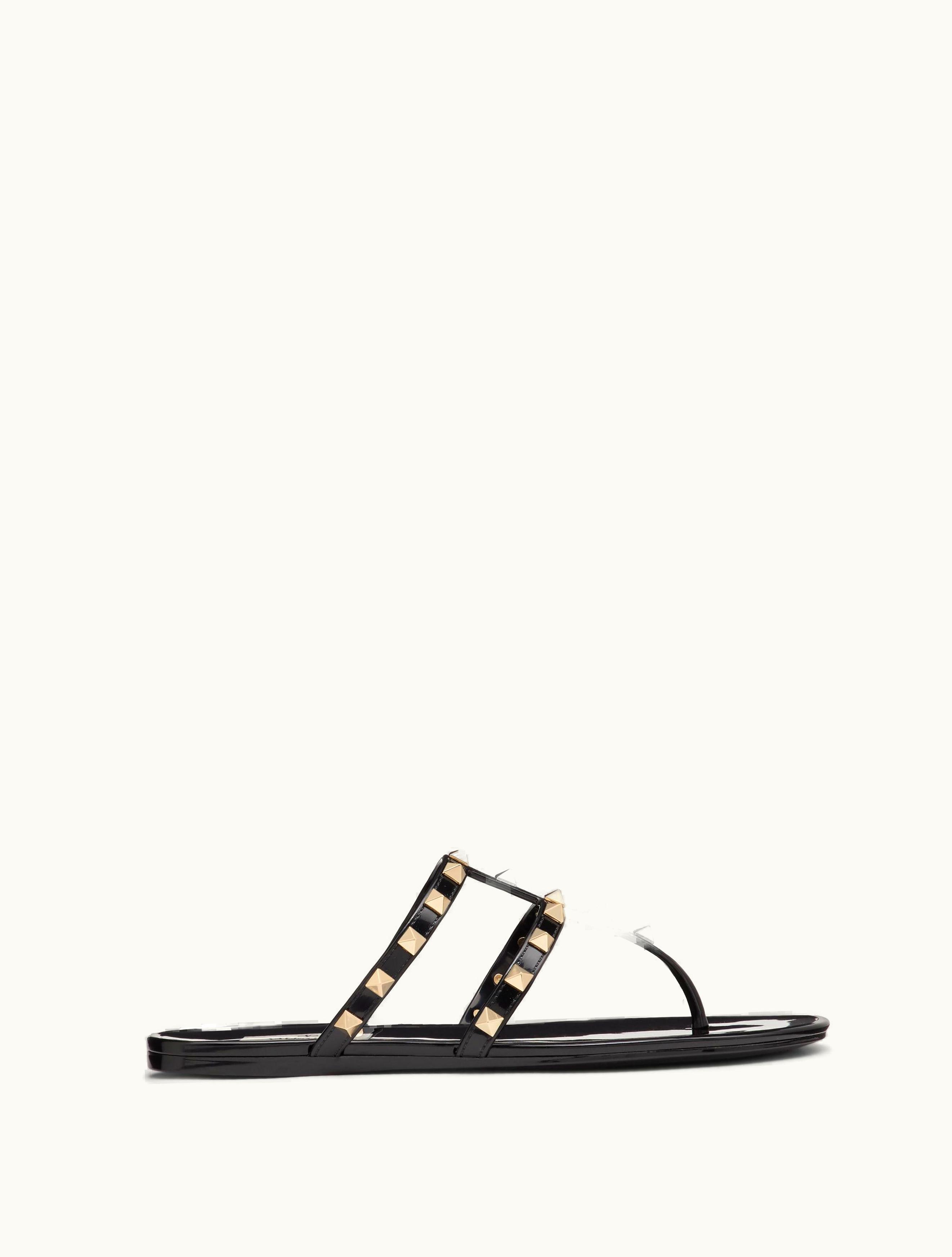 Valentino Valentino Rockstud Flat Rubber Sandal For Woman In Black