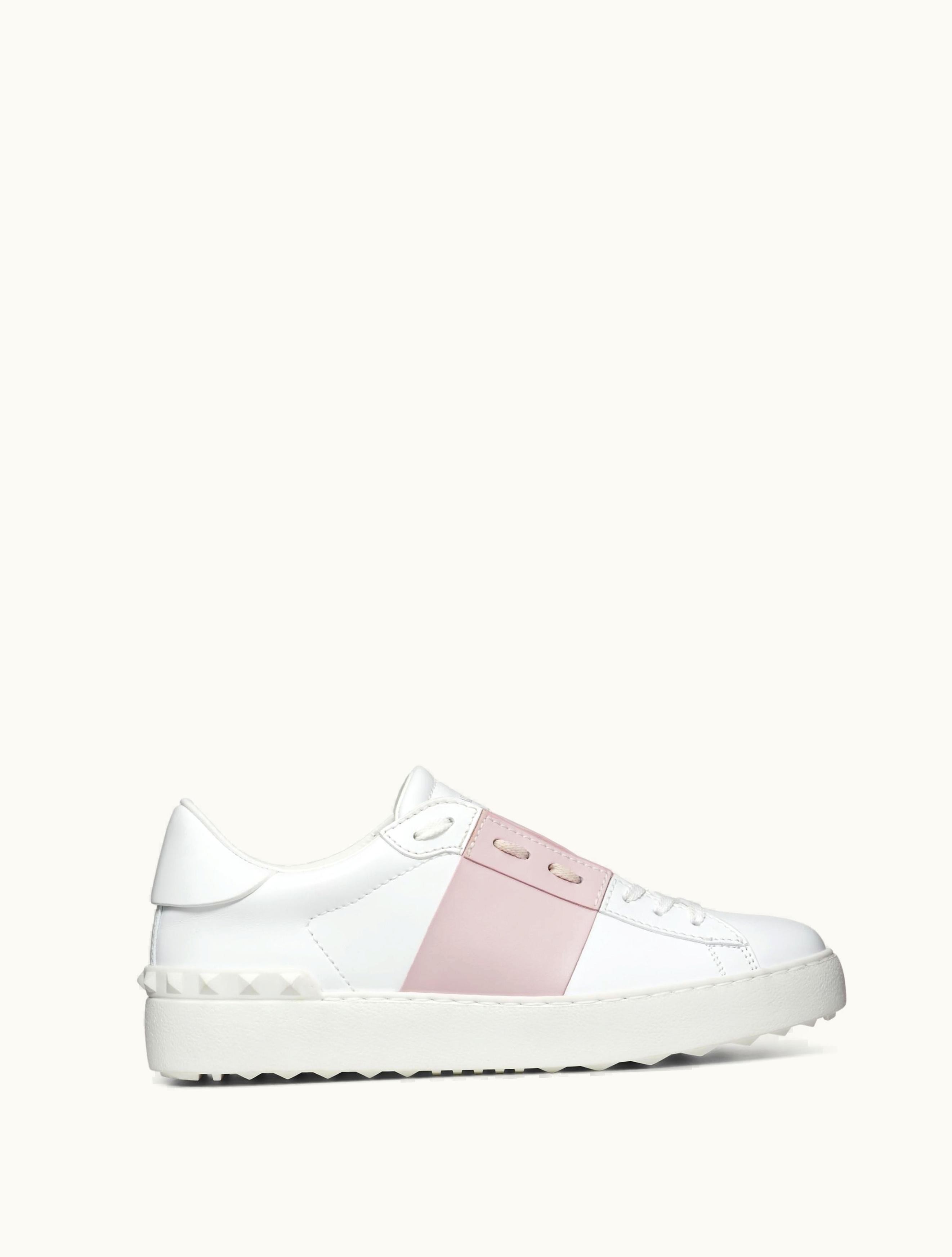 Valentino Valentino Open Sneaker In Calfskin Leather For Woman In White / Water Rose