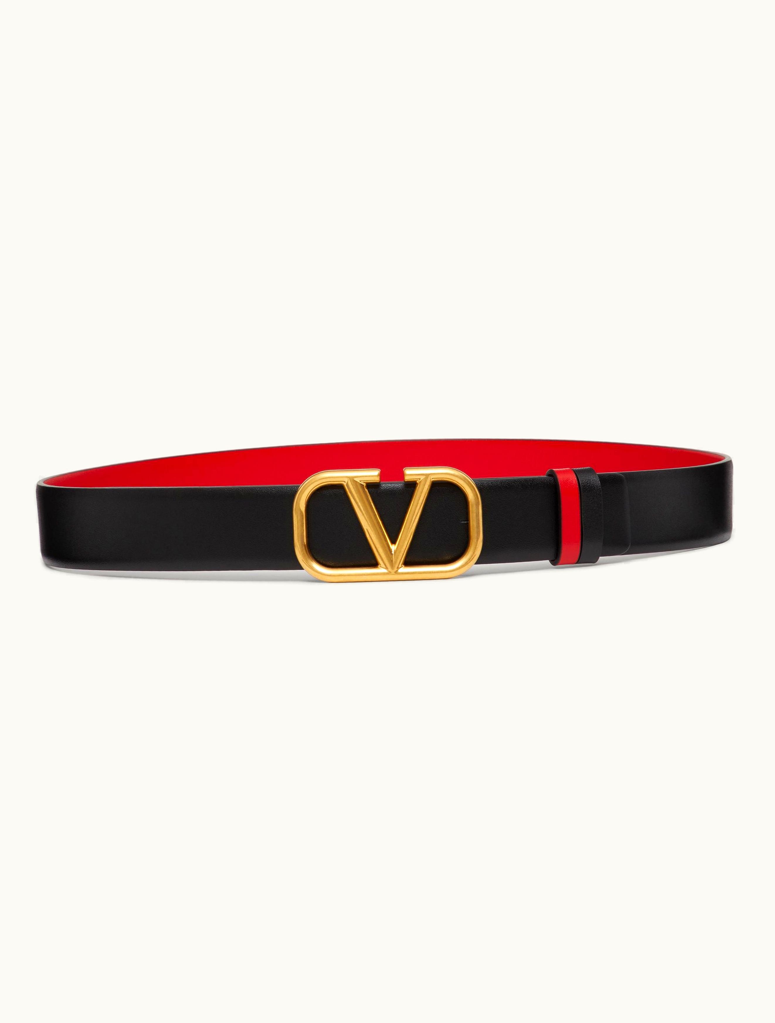 Valentino Valentino Reversible Vlogo Signature Belt In Glossy Calfskin 30 MM For Woman In Mauve / Prune