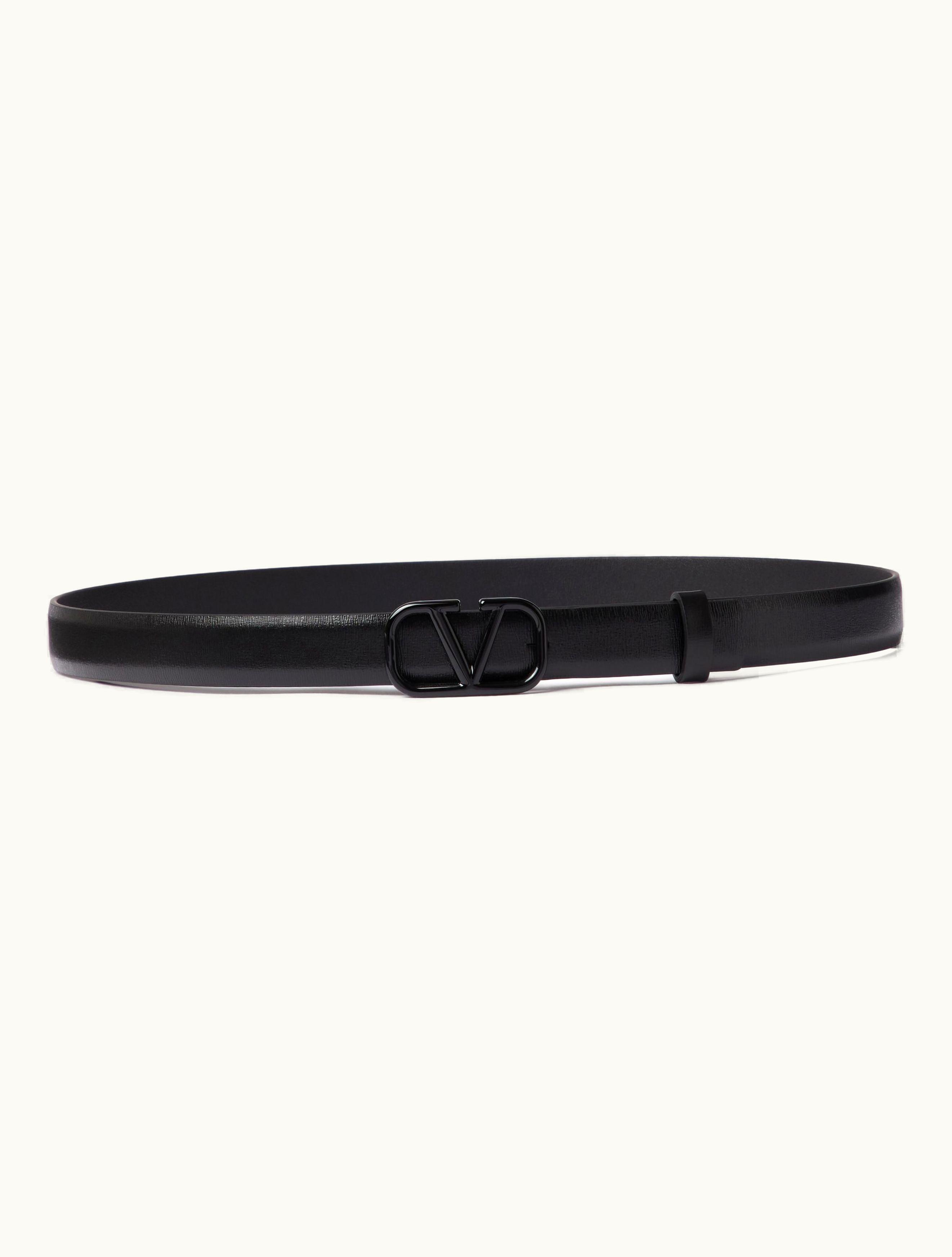 Valentino Valentino Vlogo Signature Belt In Shiny Calfskin 20mm For Woman In Black