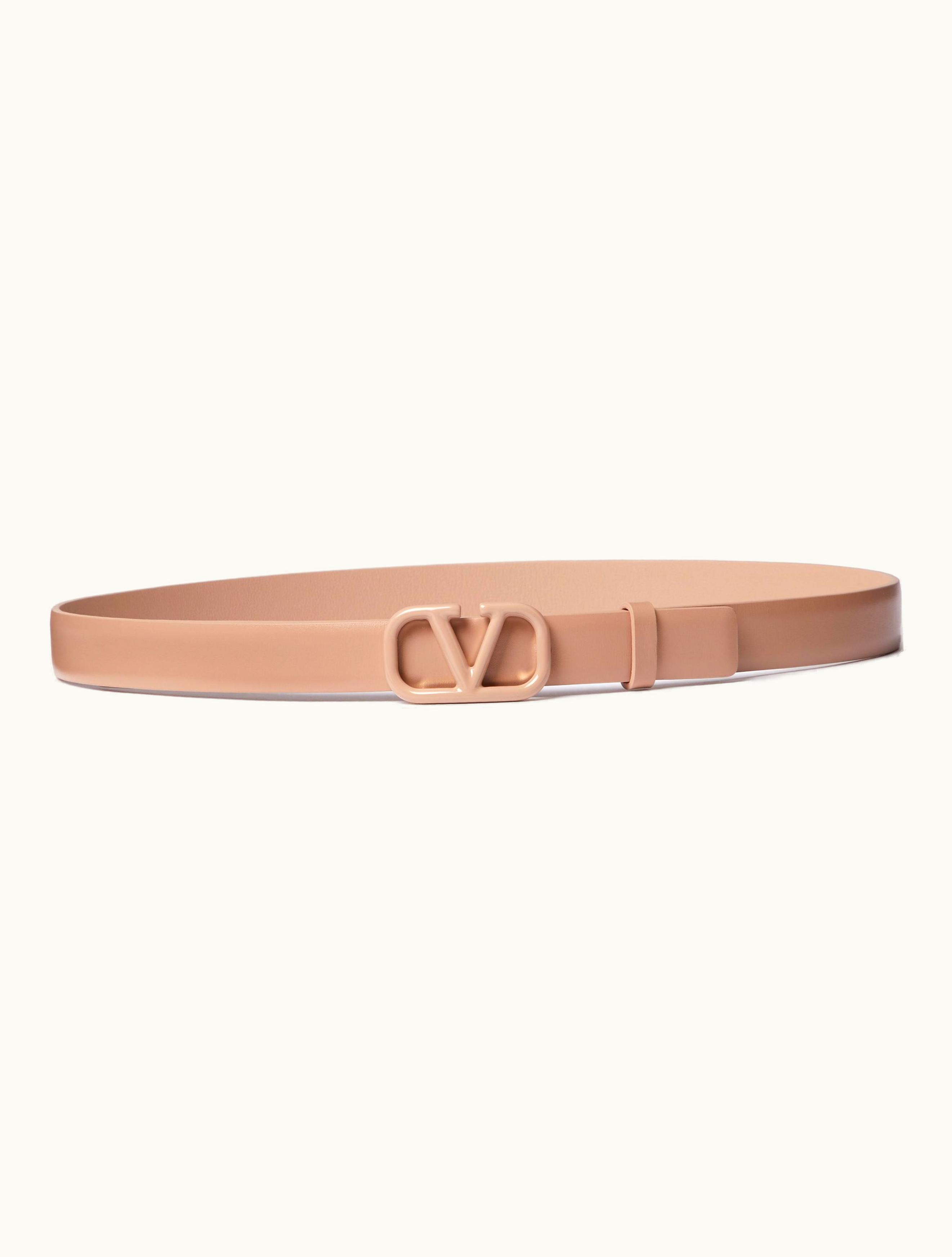 Valentino Valentino Vlogo Signature Belt In Shiny Calfskin 20mm For Woman In Rouge Pur