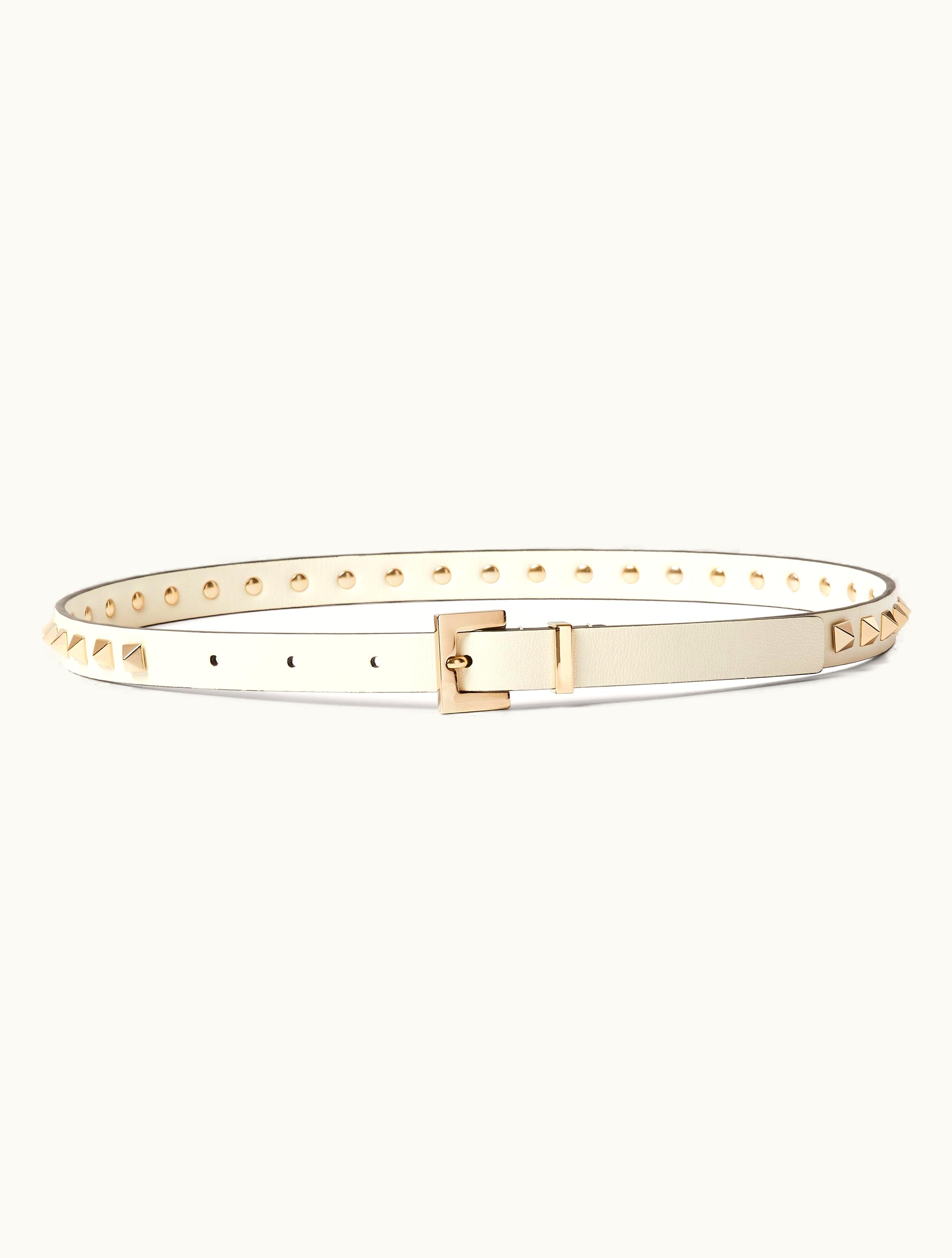 Valentino Valentino Rockstud Belt In Shiny Calfskin 15 MM For Woman In Ivory