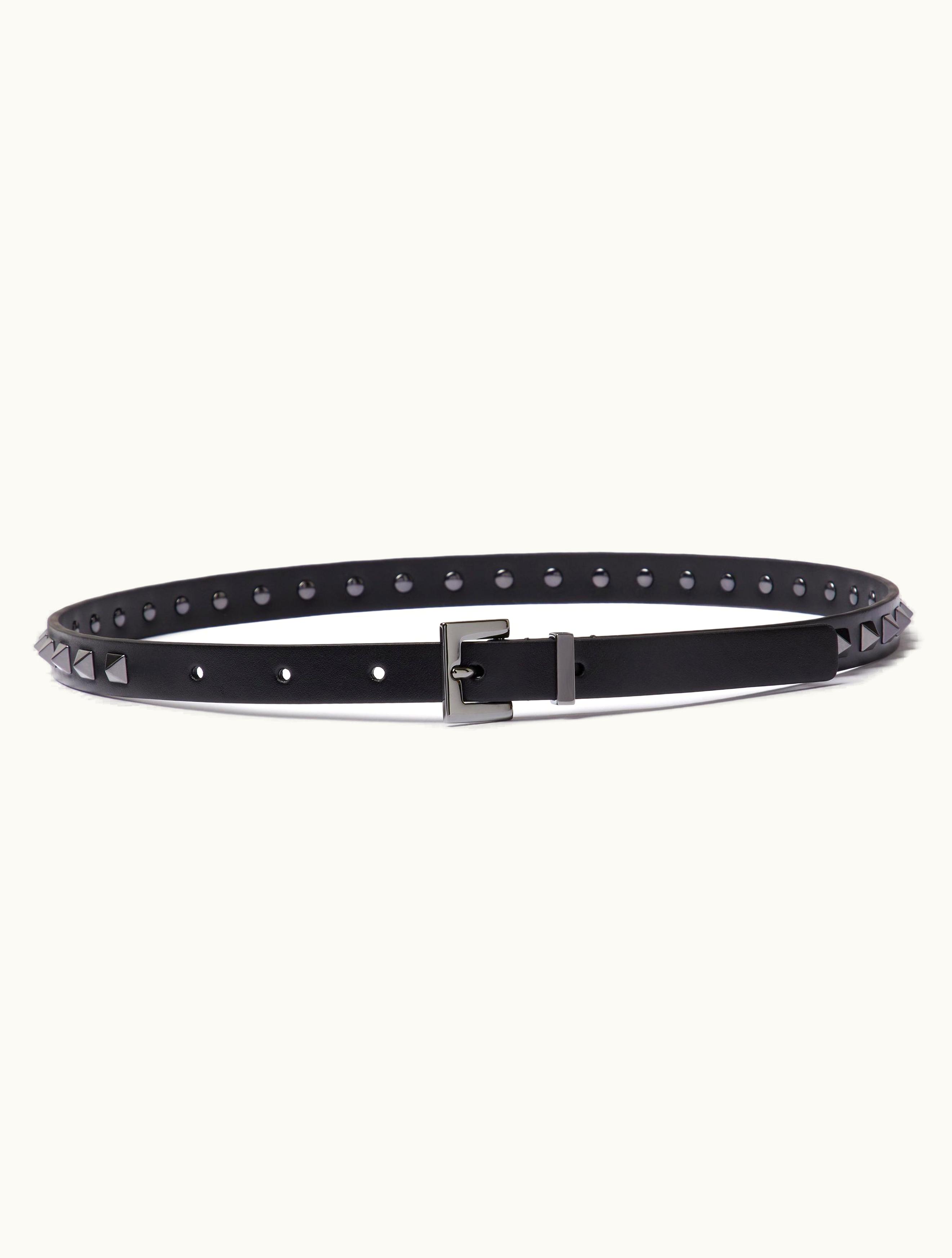 Valentino Valentino Rockstud Belt In Shiny Calfskin 15 MM For Woman In Black