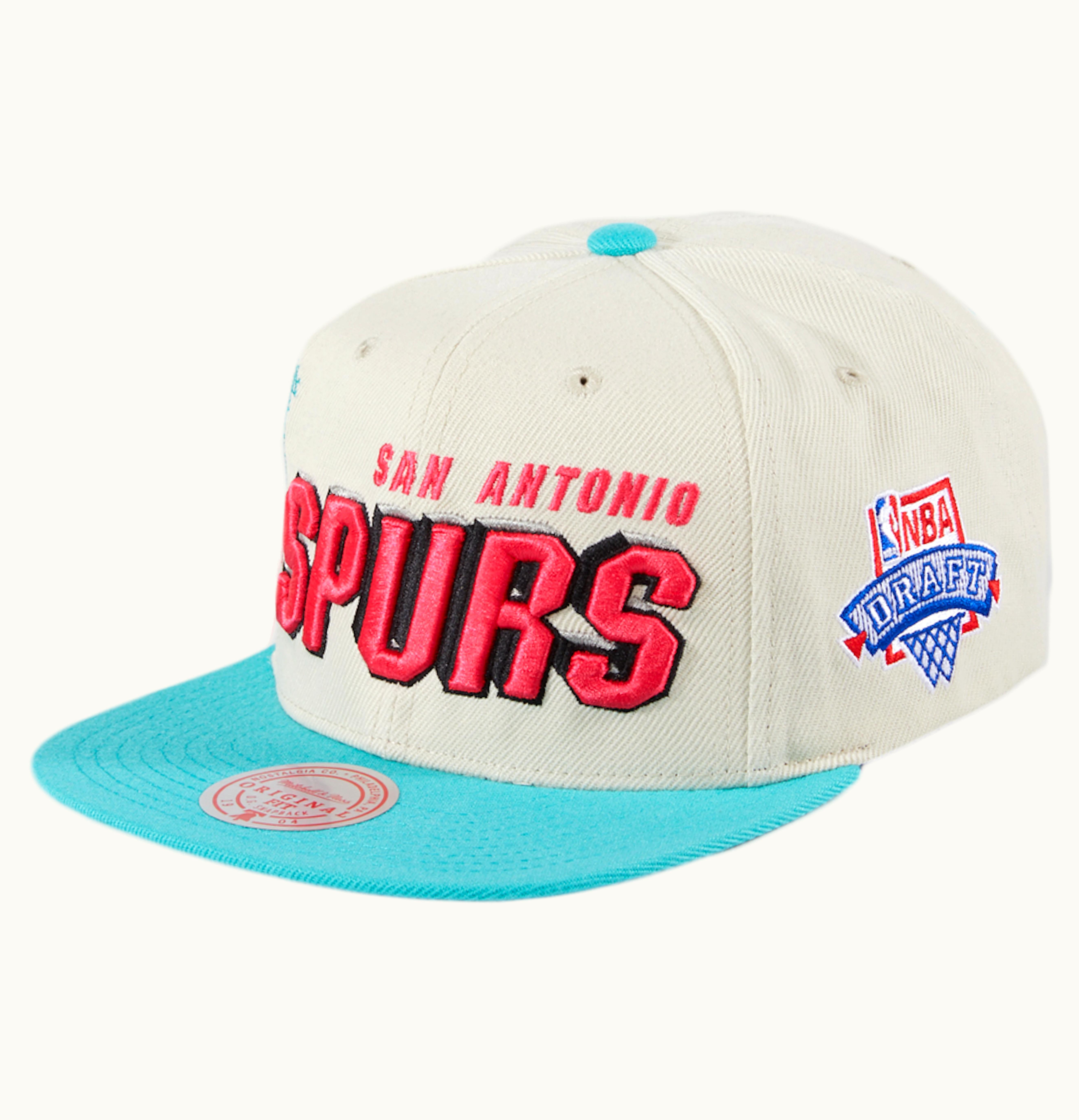 New Era New Era Mitchell Ness San Antonio Spurs Draft Day Snapback Hat White Teal