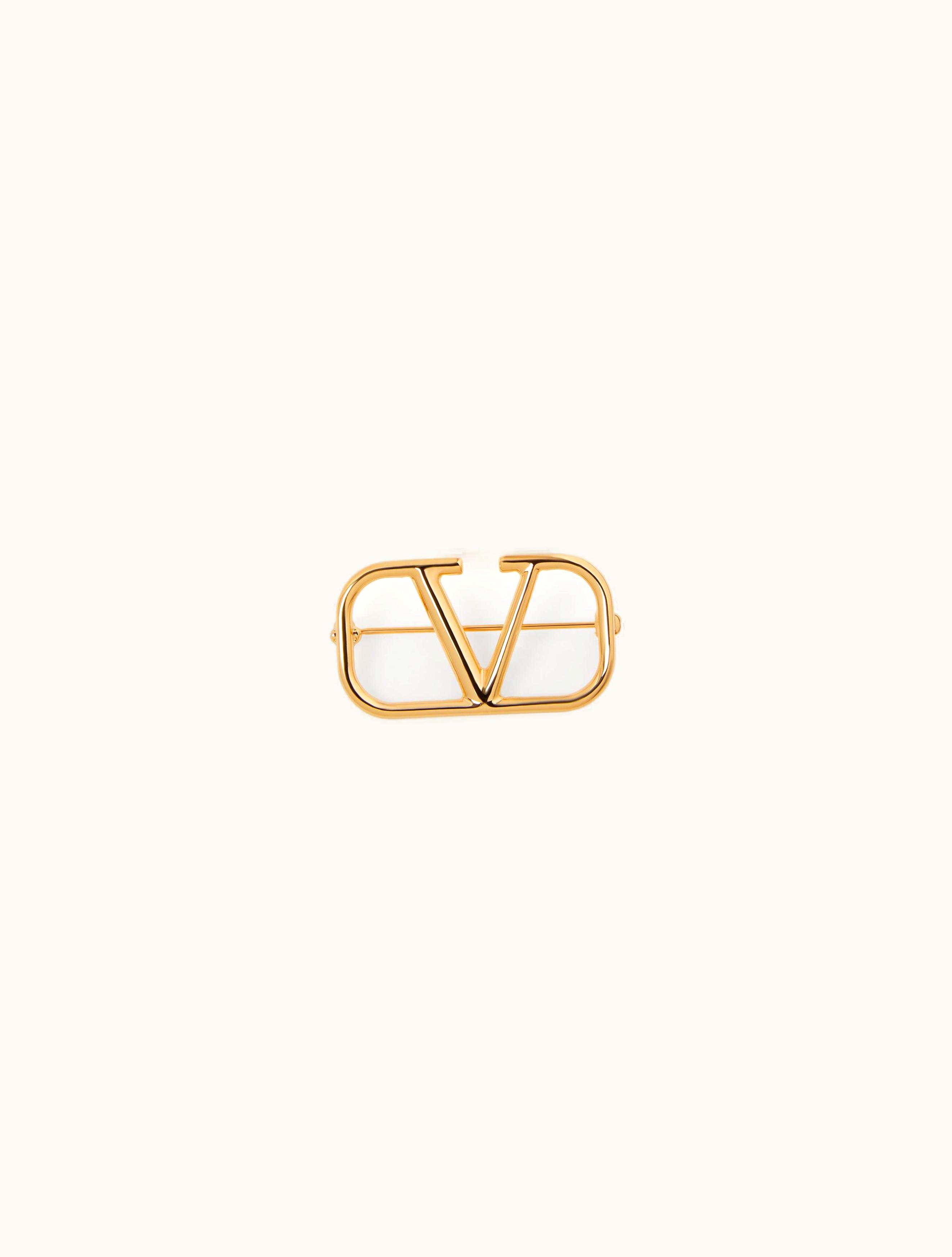 Valentino Valentino Vlogo Signature Metal Brooch For Woman In Gold