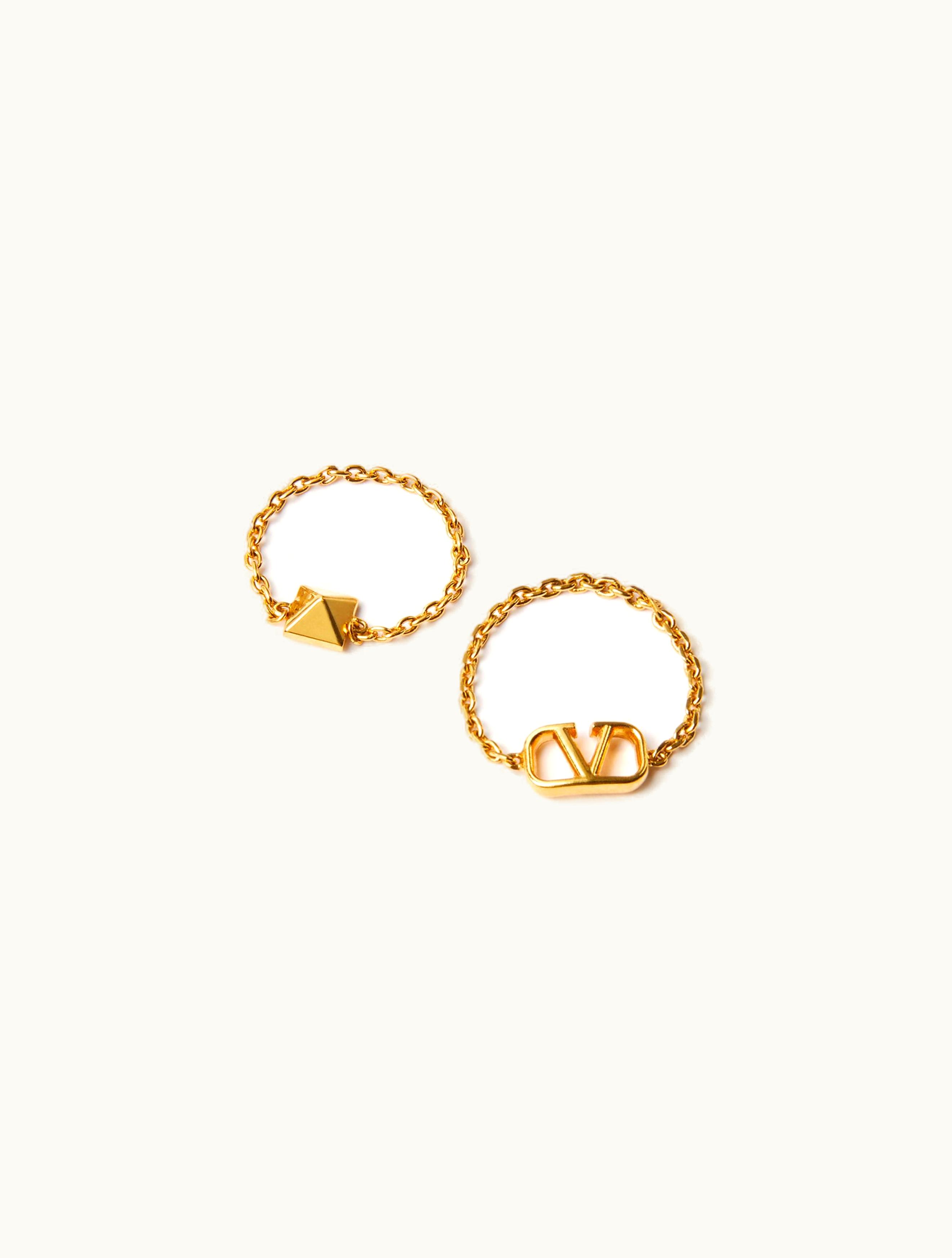 Valentino Valentino Mini Vlogo Signature Metal Ring Set For Woman In Gold