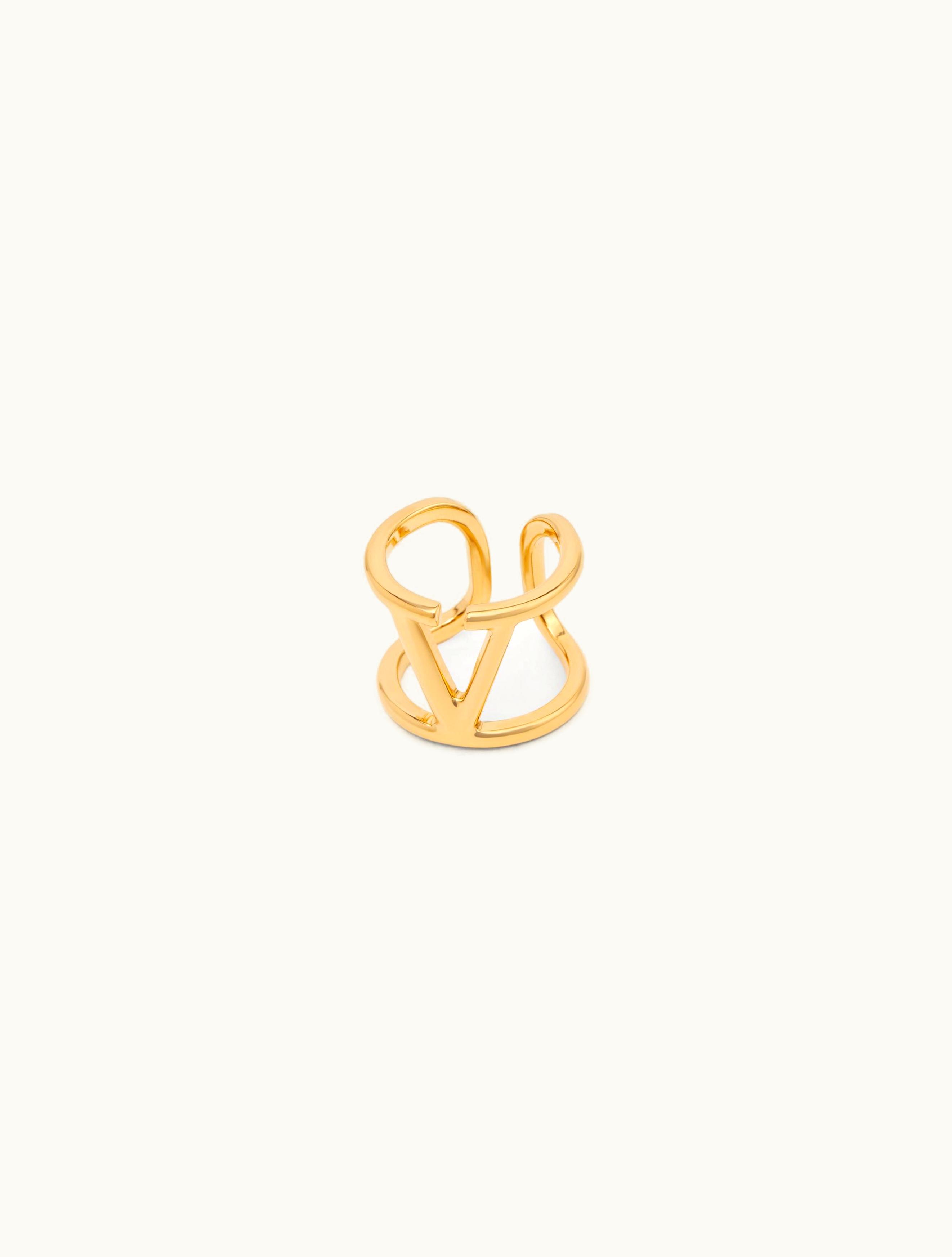 Valentino Valentino Vlogo Signature Metal Ring For Woman In Gold