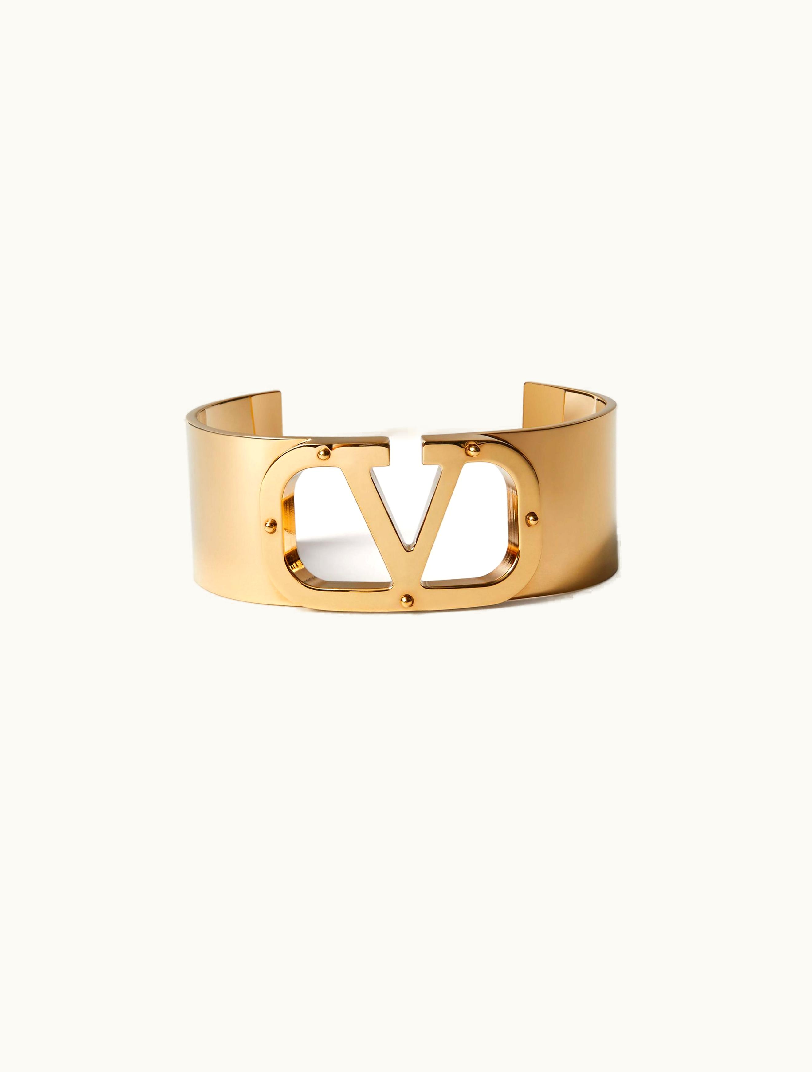 Valentino Valentino Vlogo Type Metal Cuff For Woman In Gold