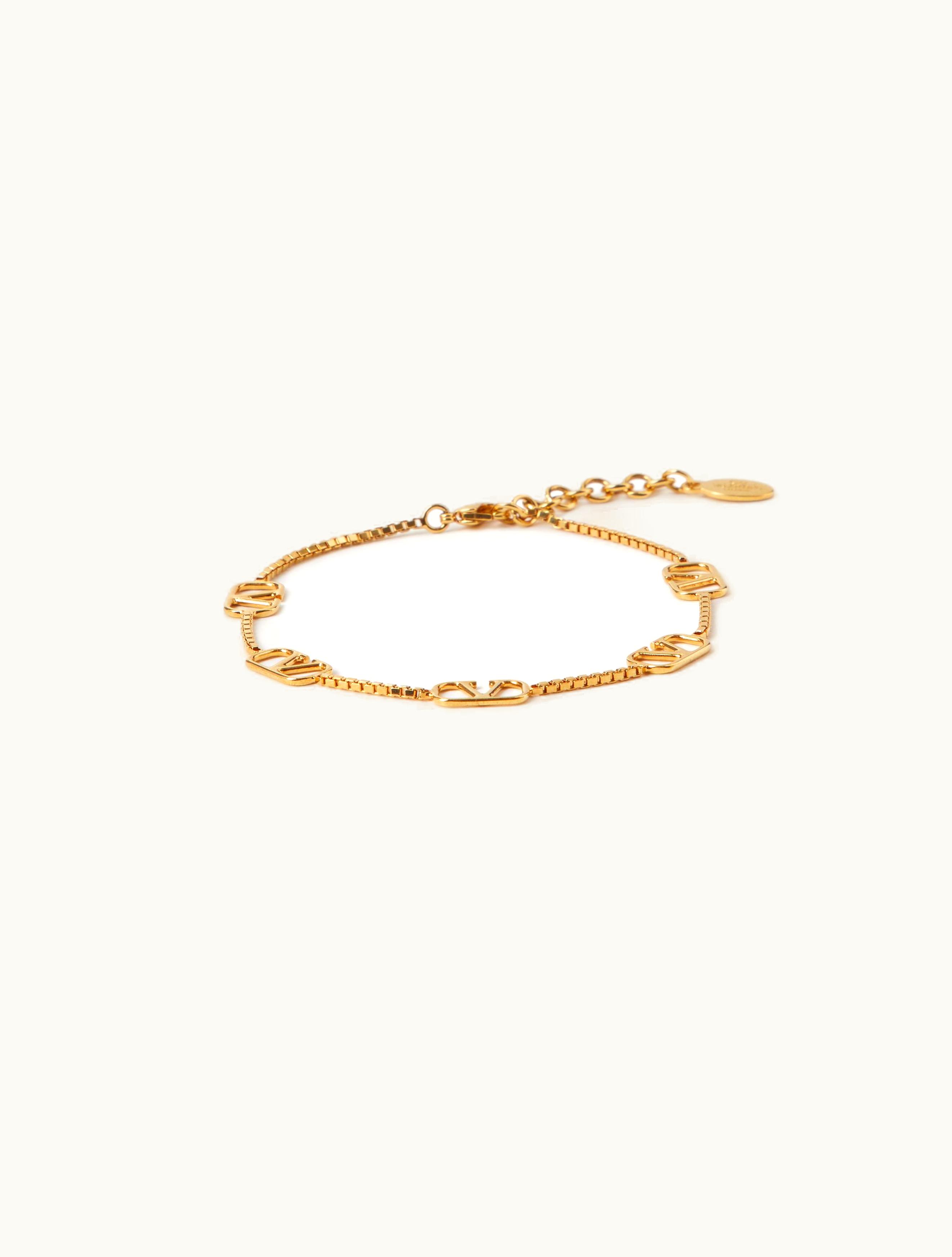 Valentino Valentino Vlogo Signature Metal Anklet For Woman In Gold