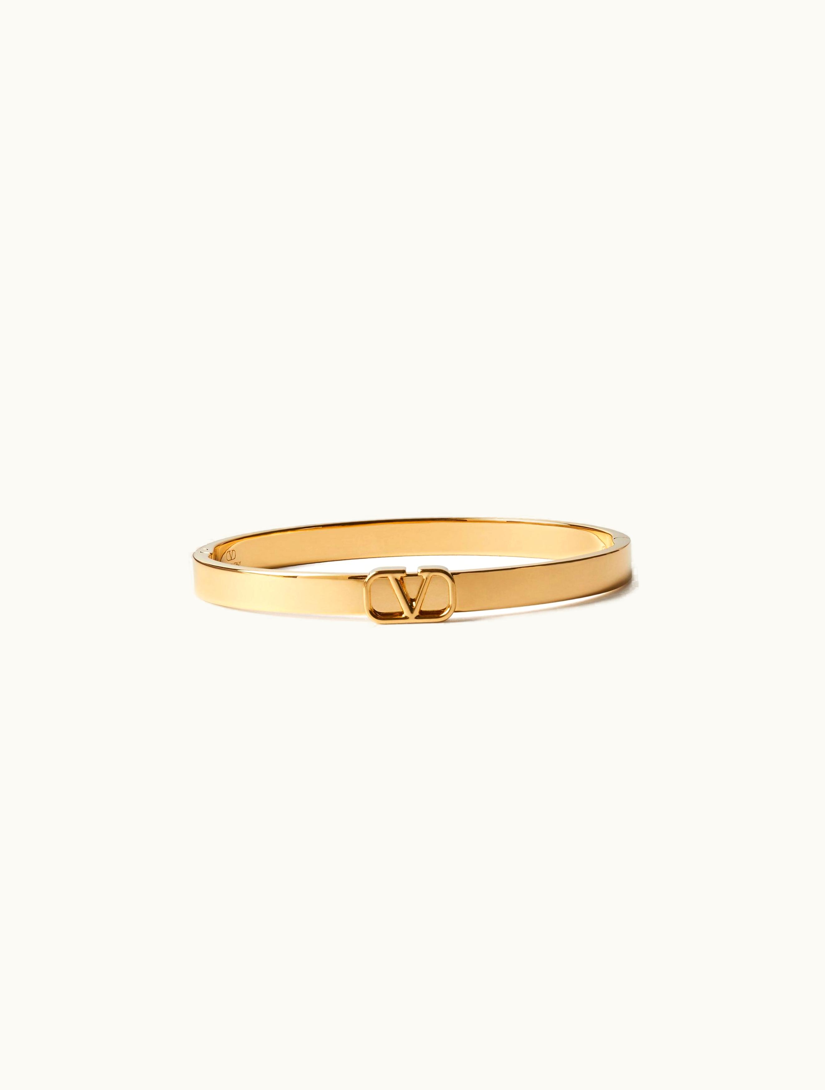 Valentino Valentino Mini Vlogo Signature Metal Bangle For Woman In Gold