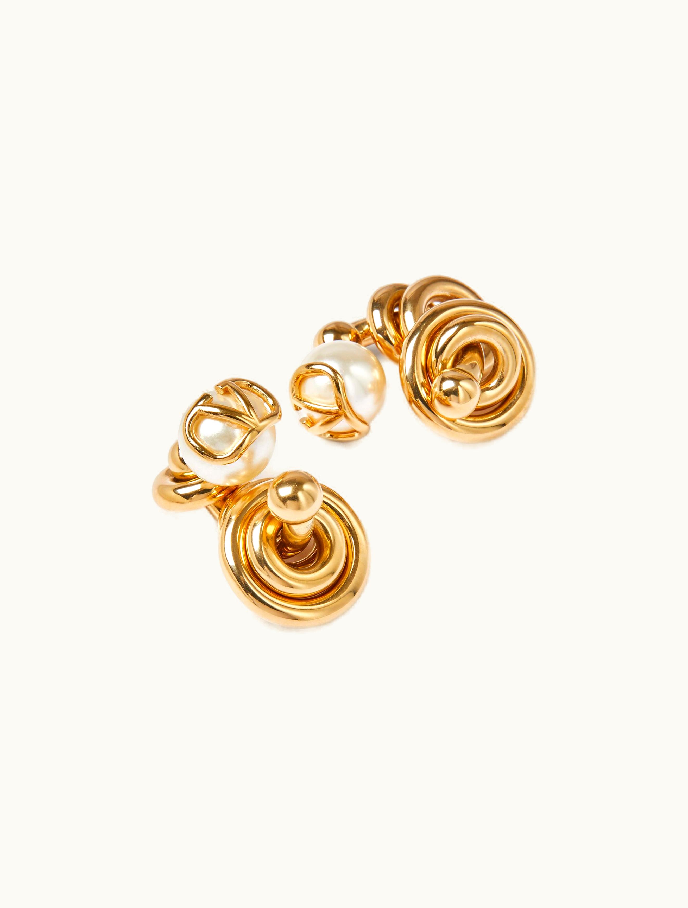 Valentino Valentino Vlogo Signature Metal And Glass Bead Earrings For Woman In Gold