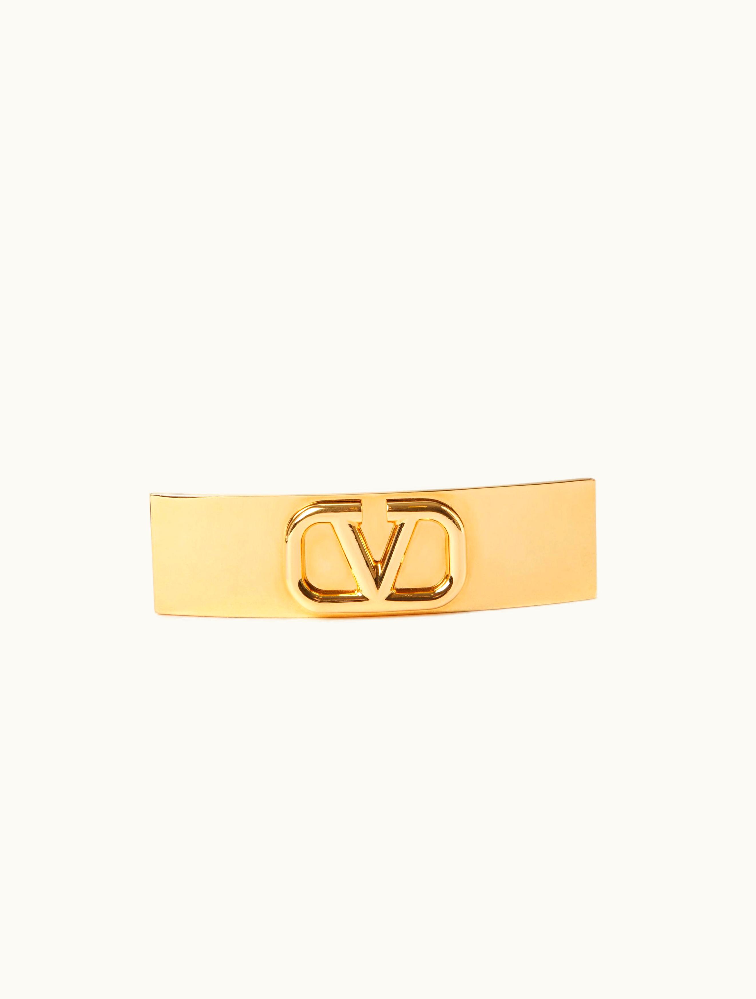 Valentino Valentino Vlogo Signature Metal Hair Clip For Woman In Gold