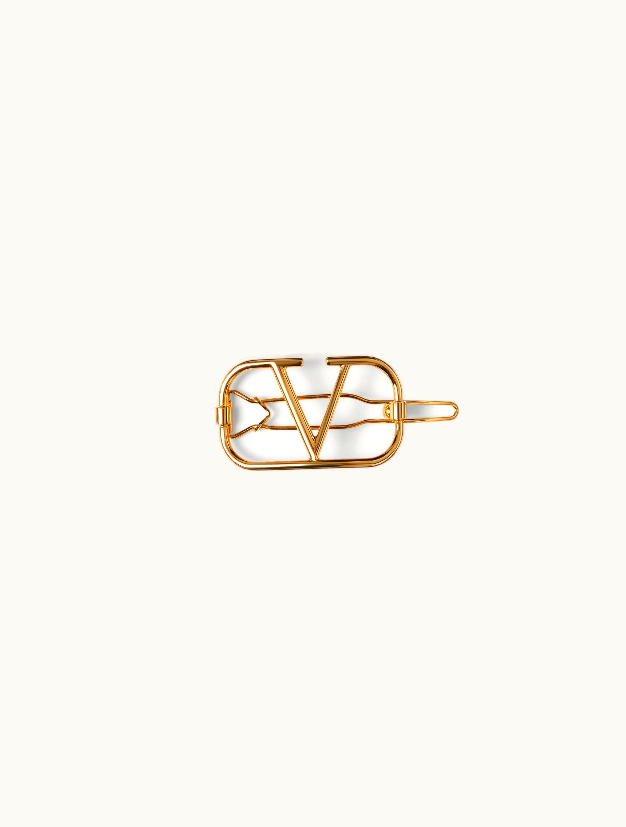Valentino Valentino Vlogo Signature Metal Hair Clip For Woman In Gold WJ0H38MET_CS4