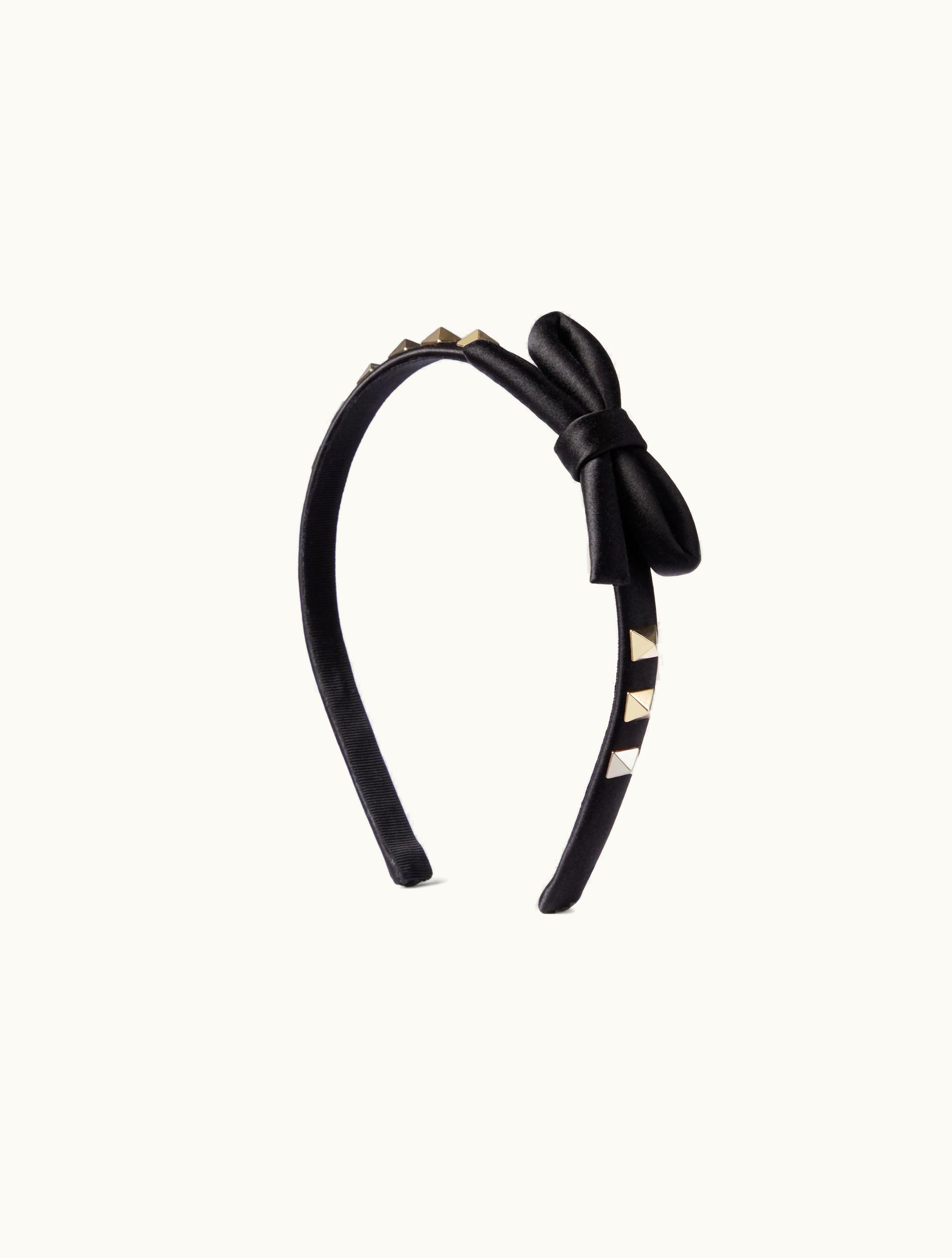 Valentino Valentino Rockstud Satin And Metal Headband For Woman In Black