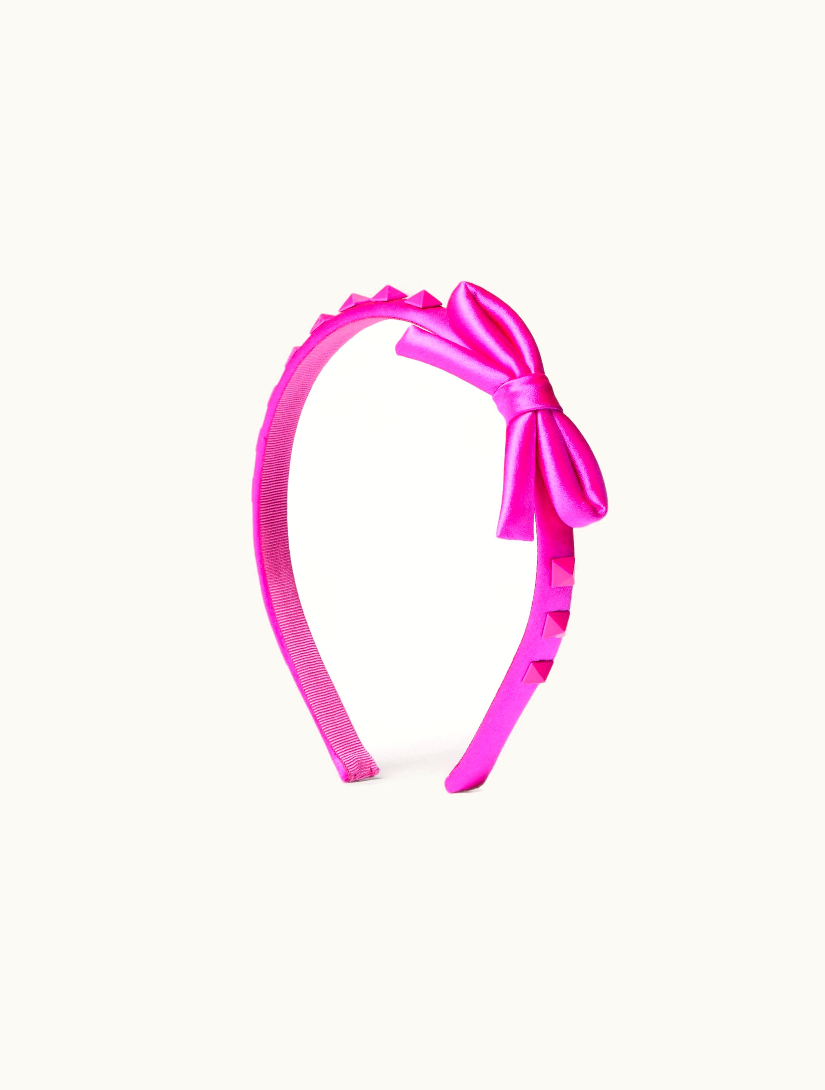 Valentino Valentino Rockstud Satin And Metal Headband For Woman In Pink Pp