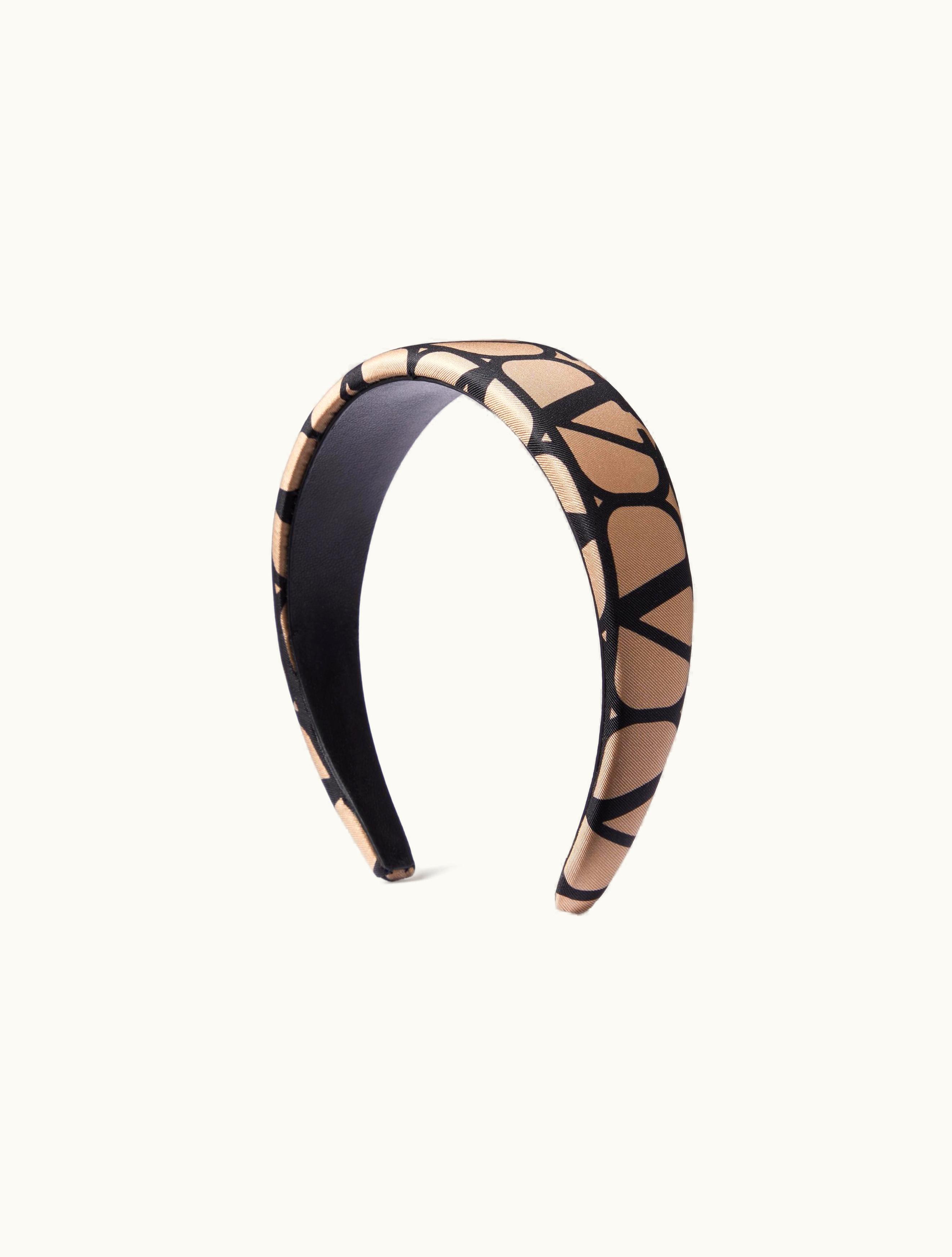 Valentino Valentino Toile Iconographe Silk Headband For Woman In Beige / Black