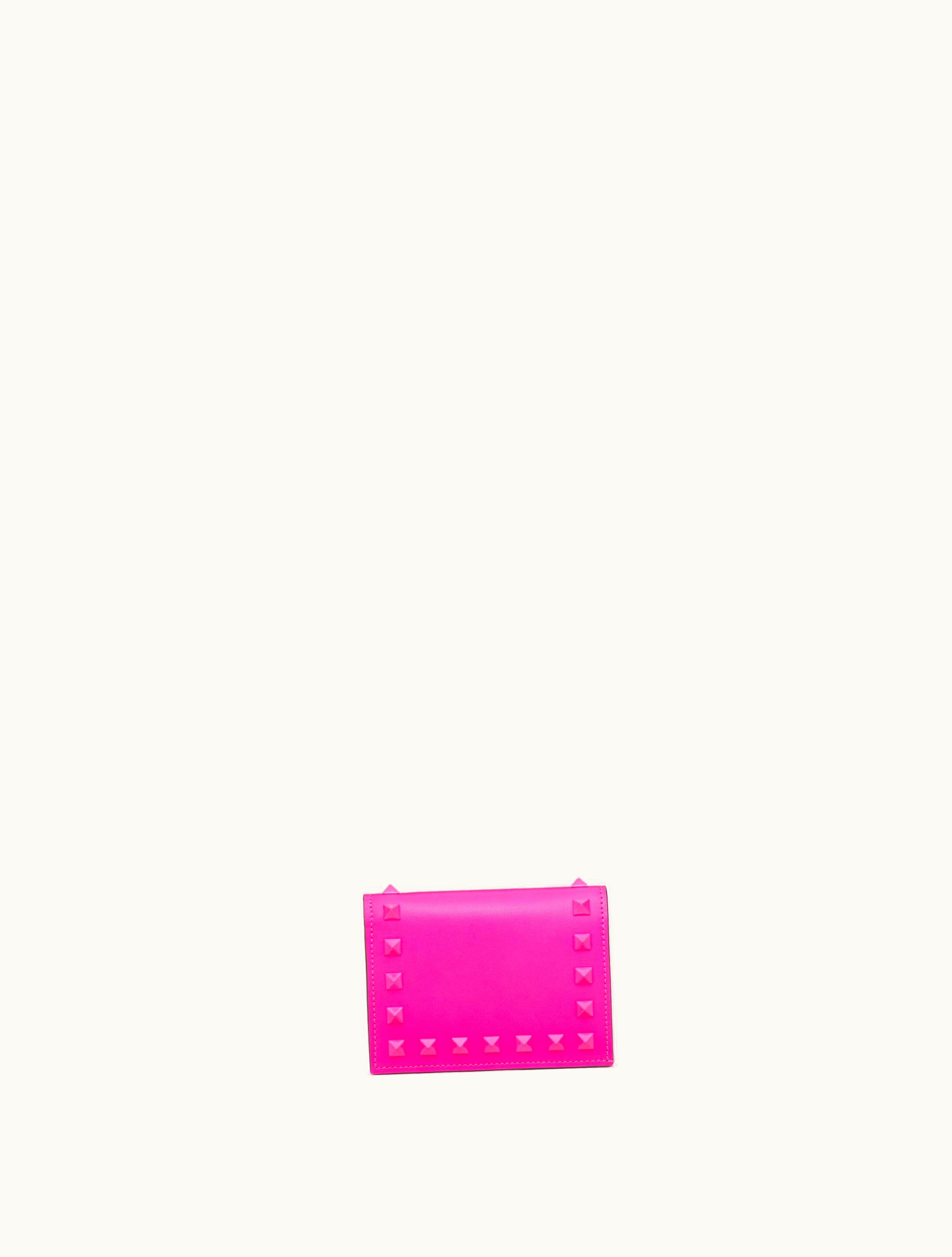 Valentino Valentino Small Rockstud Calfskin Wallet For Woman In Pink Pp