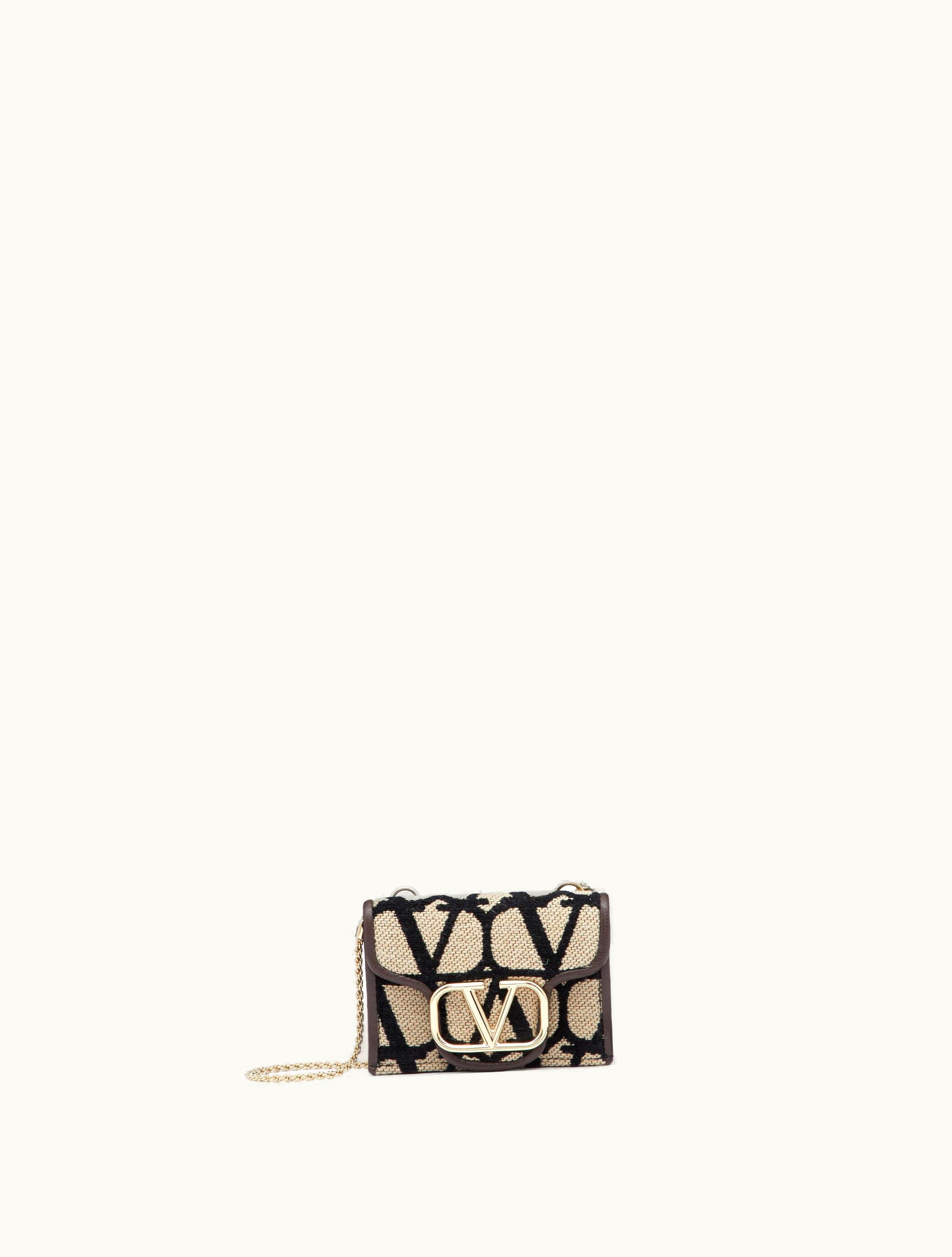 Valentino Valentino Toile Iconographe Locò Trifold Wallet With Chain For Woman In Beige / Red
