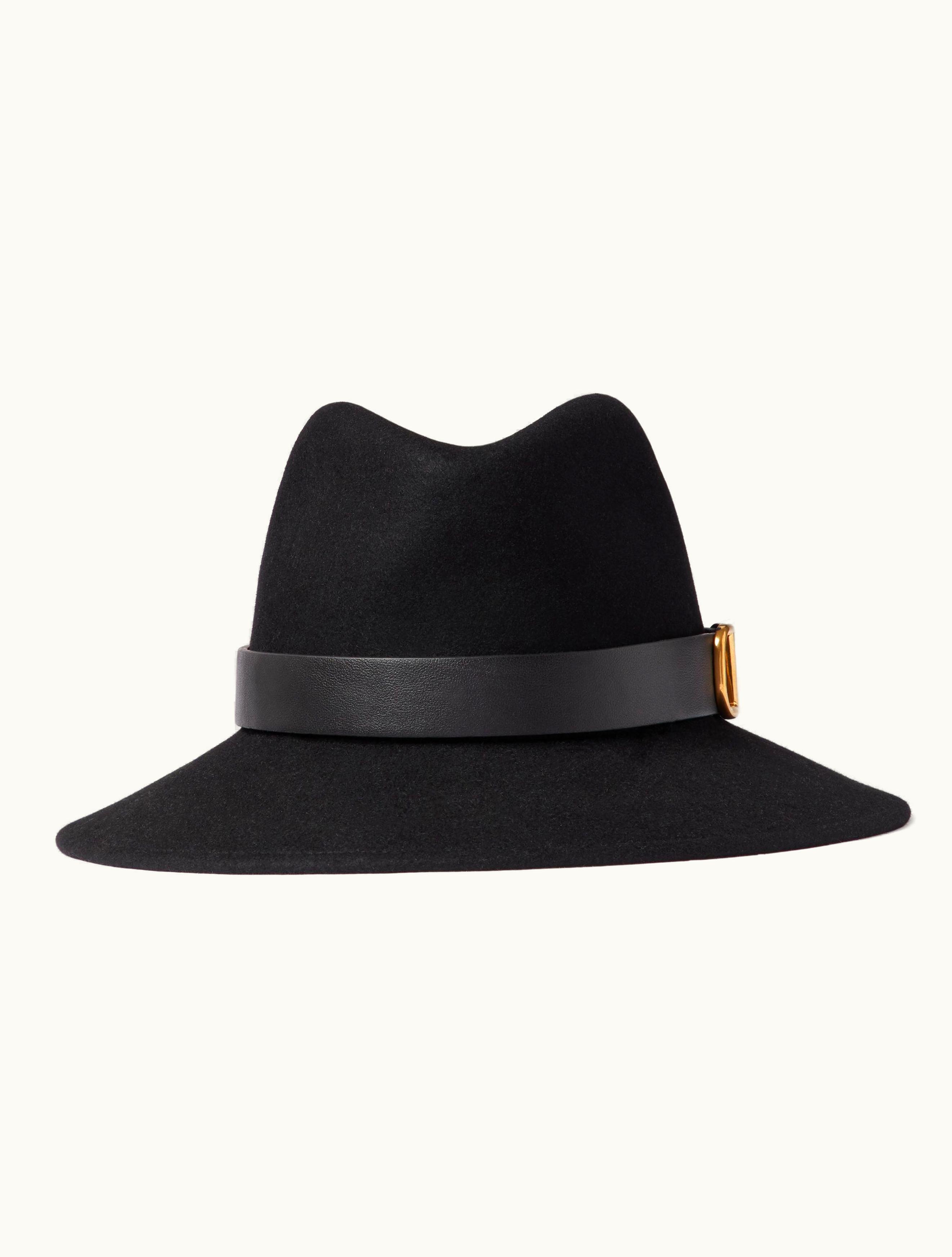 Valentino Valentino Vlogo Signature Fedora Hat For Woman In Fondant