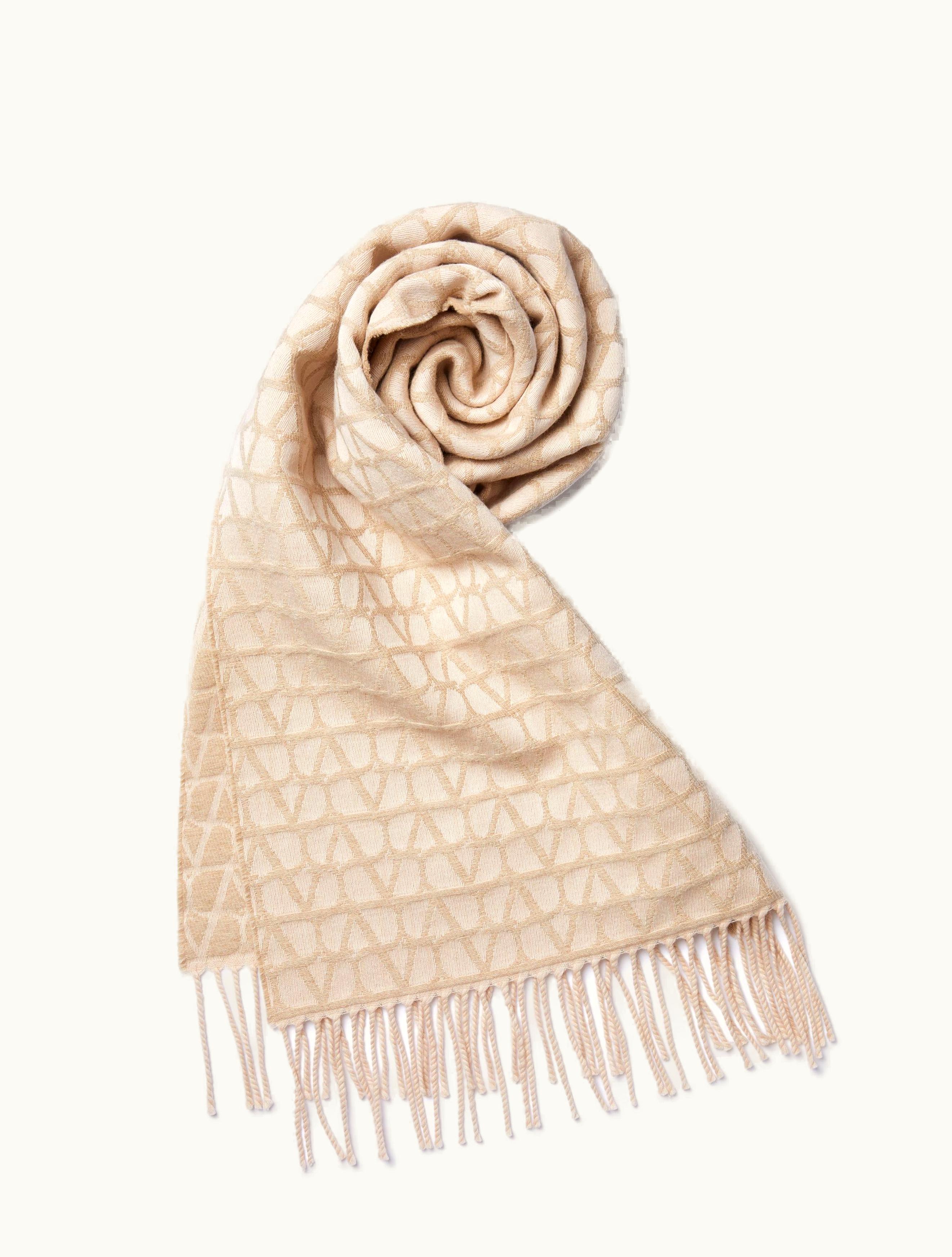 Valentino Valentino Toile Iconographe Wool Scarf For Woman In Pink Pp