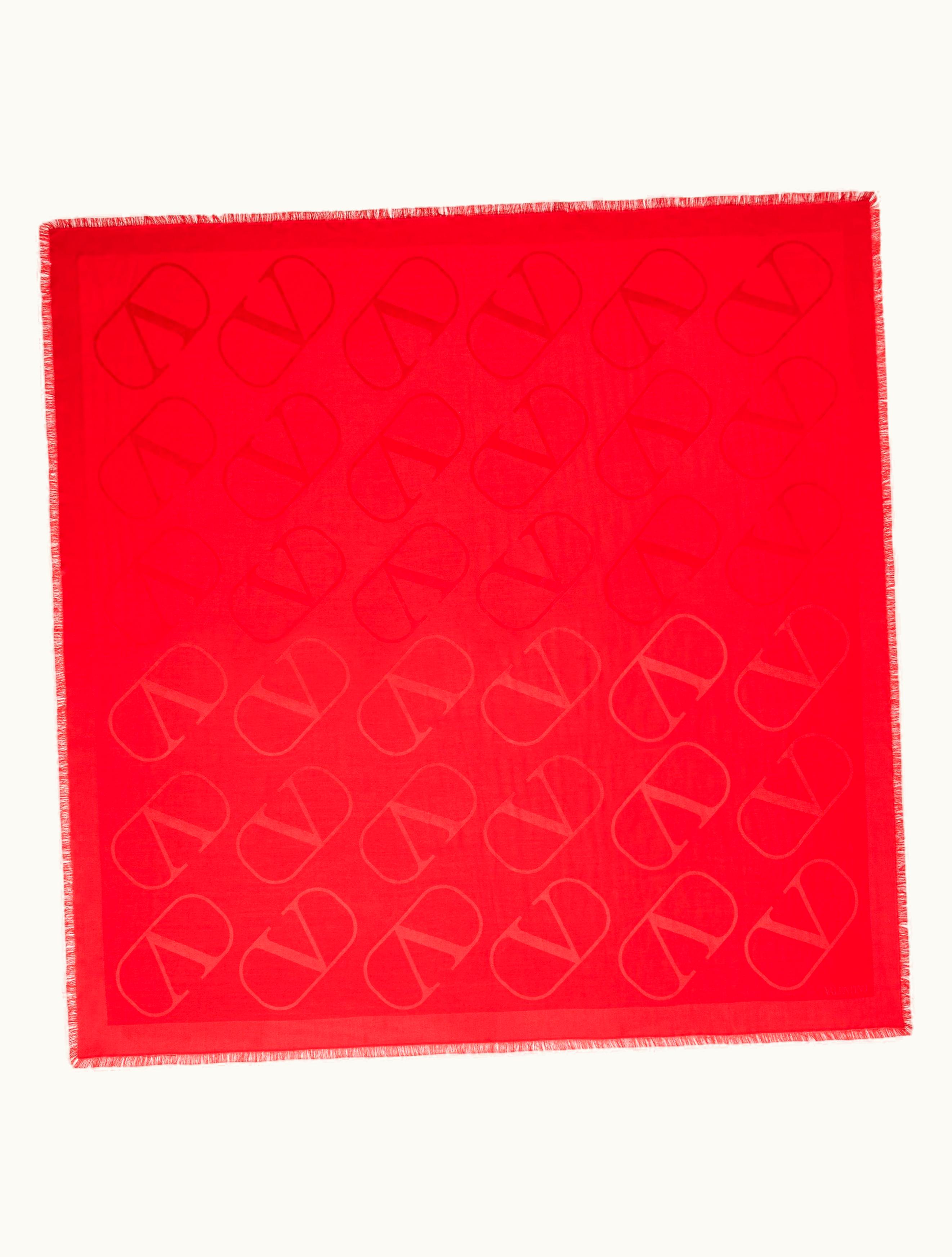 Valentino Vlogo Signature Jacquard Shawl In Silk And Wool 140x140 CM For Woman In Rosso Valentino