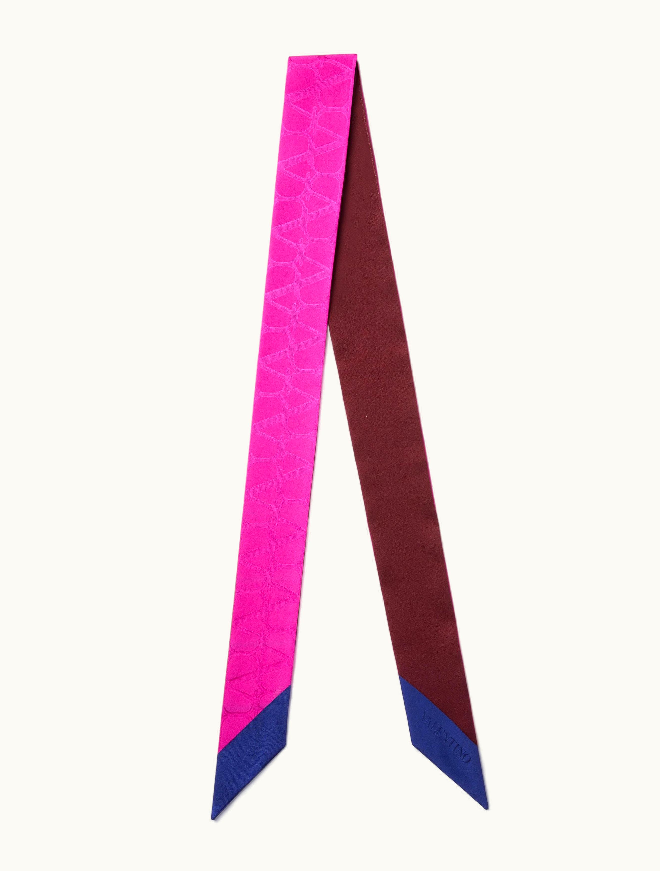 Valentino Valentino Toile Iconographe Silk Bandeau Scarf For Woman In Pink Pp / Blue / Ruby