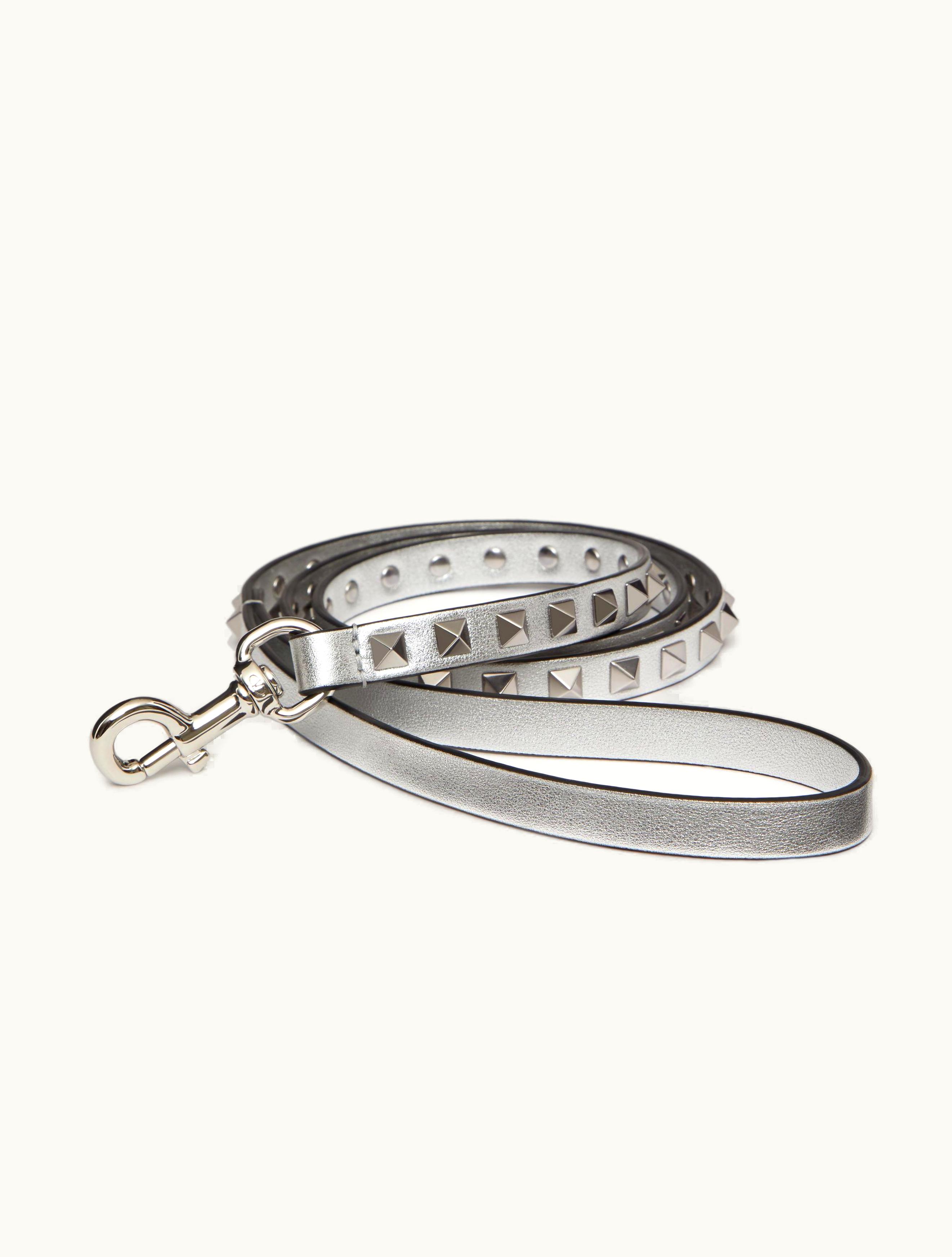 Valentino Valentino Garavani Rockstud Pet Leash For Woman In Silver