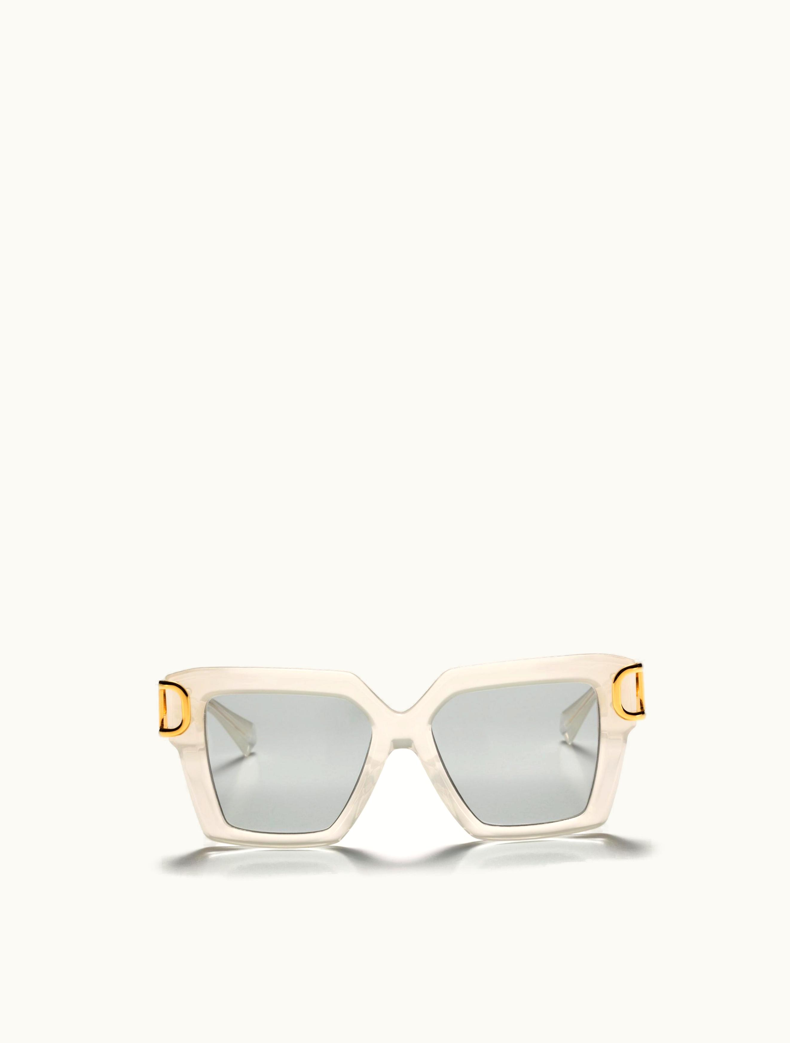 Valentino Valentino I - Squared Acetate Vlogo Frame For Woman In Ivory / Silver