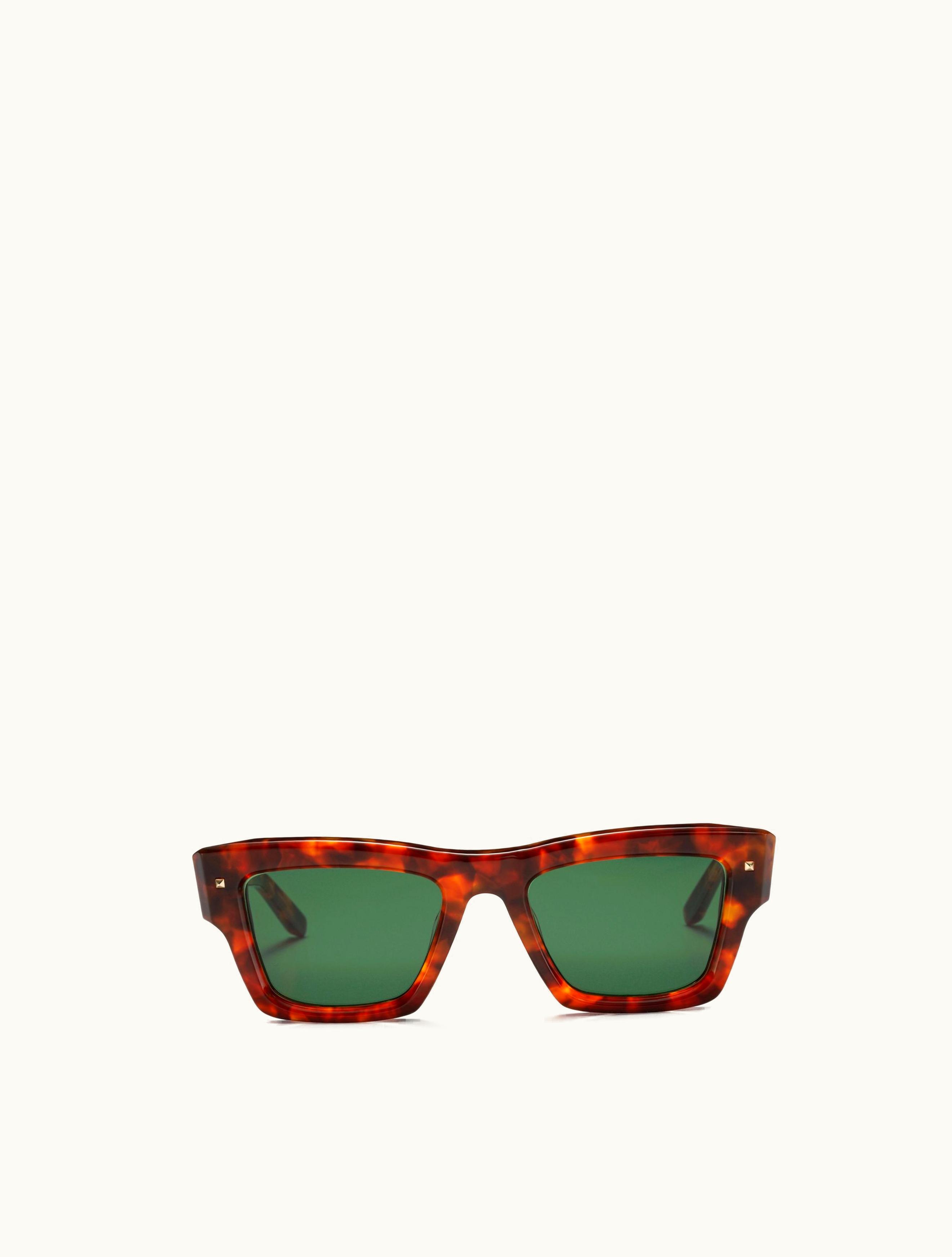 Valentino Valentino XXII - Rectangular Acetate Frame In Havana Brown / ​dark Green