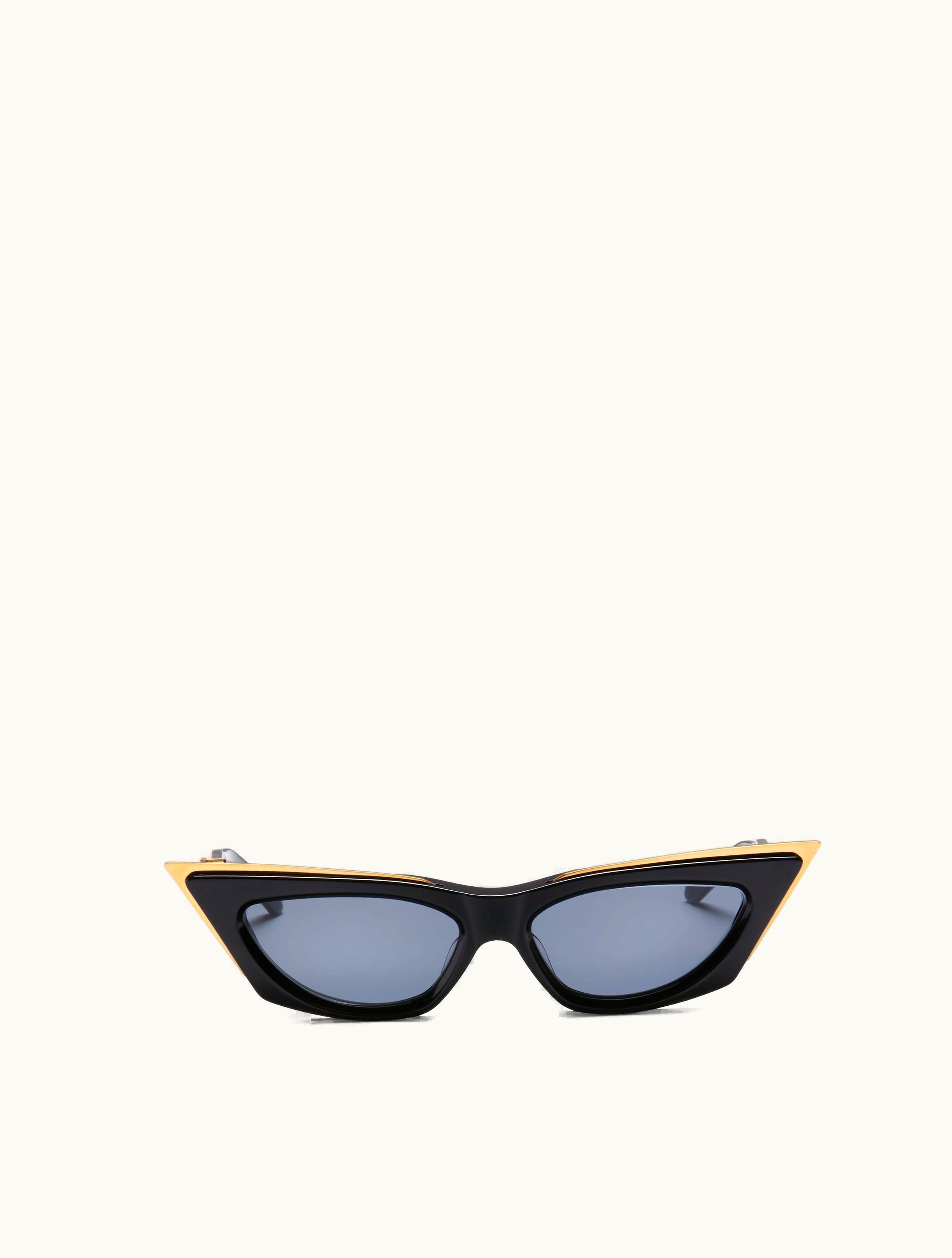 Valentino Valentino V - Goldcut I Sculpted Thickset Acetate Frame With Titanium Insert For Woman In Black / Gradient Grey