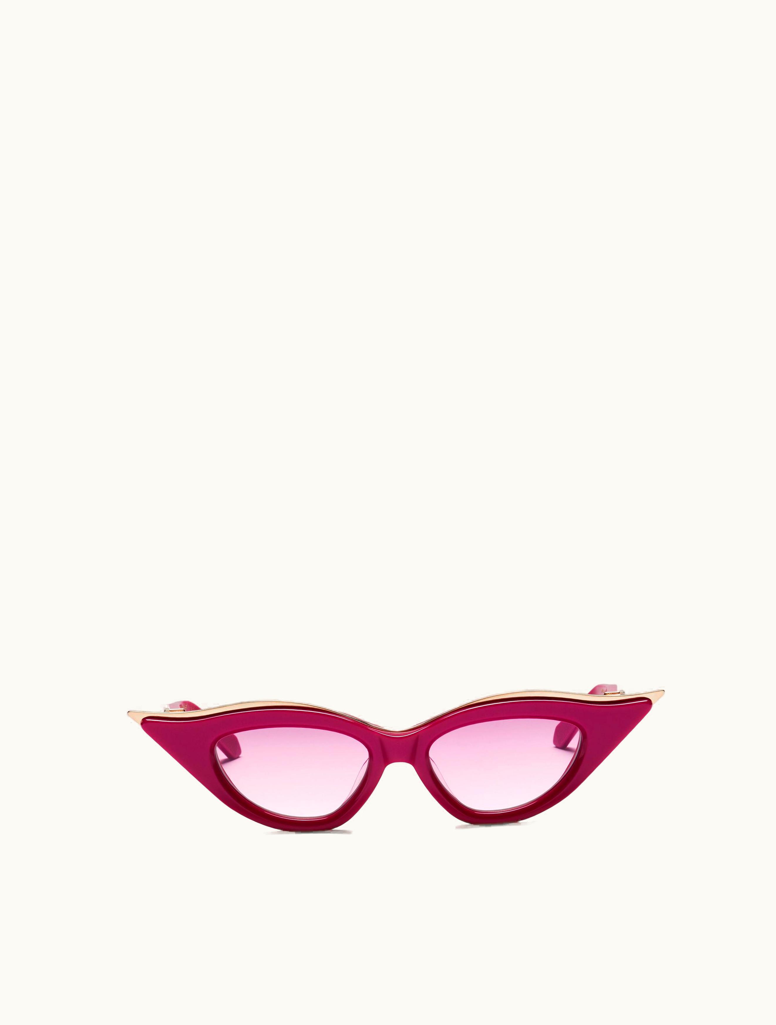Valentino Valentino V - Goldcut II Cat-eye Thickset Acetate Frame With Titanium Insert For Woman In Pink / Dark Grey
