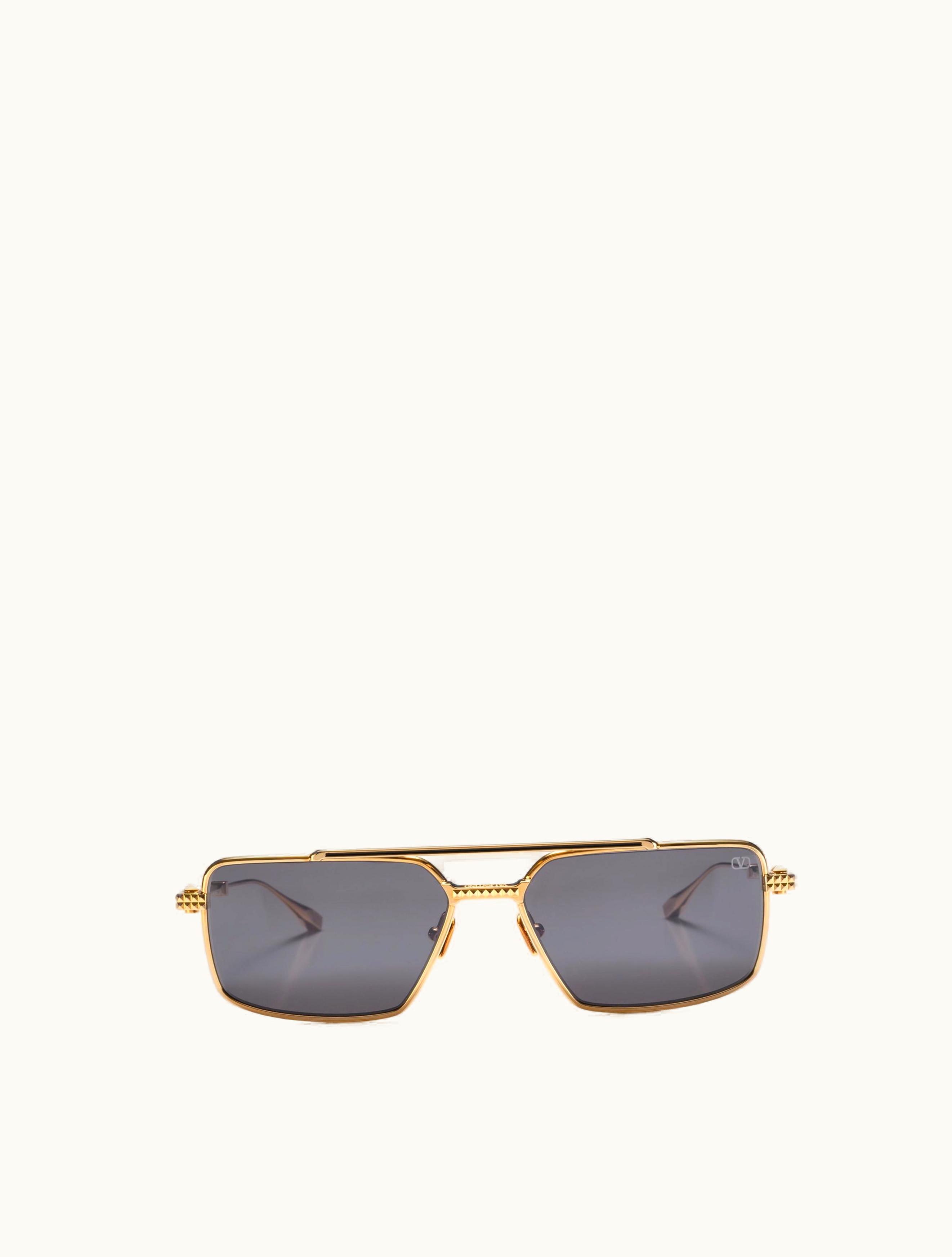 Valentino Valentino VI - Rectangular Metal Frame In Gold / Brown To Gold Gradient GOLD/BROWN TO GOLD GRADIENT