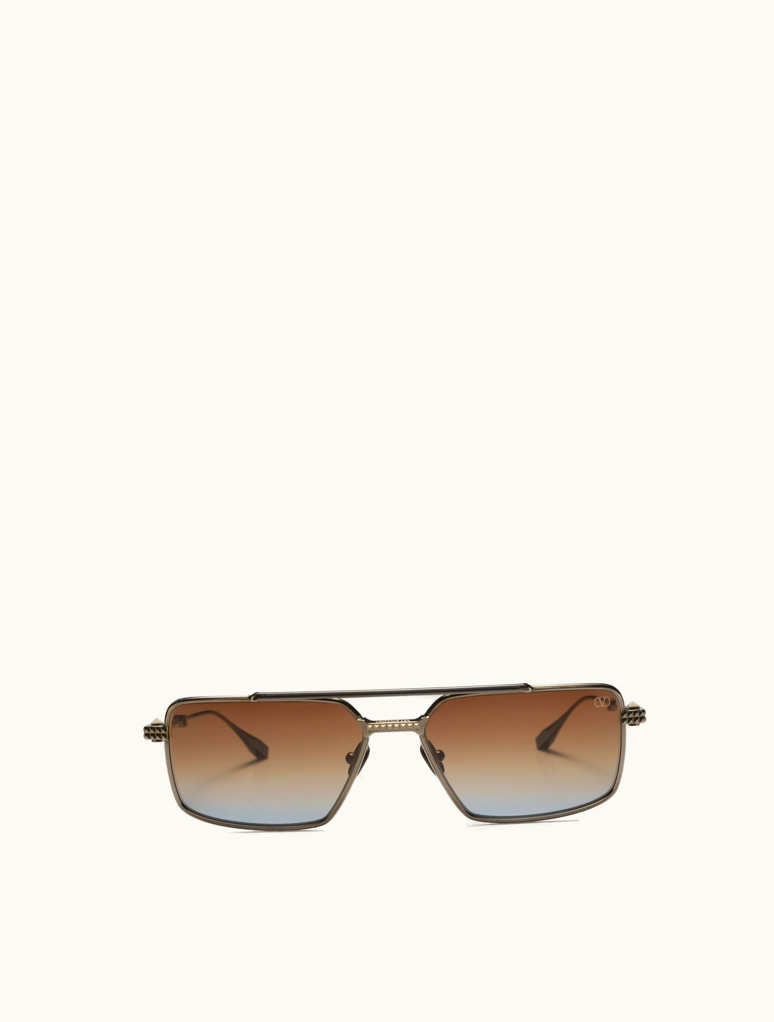 Valentino Valentino VI - Rectangular Metal Frame In Black / ​brown To Blue Gradient